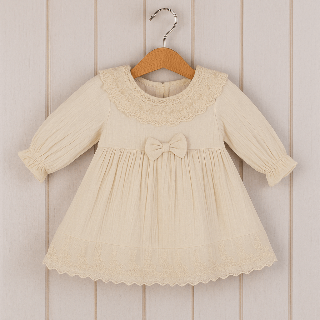 %100 Müslin Pamuk Kız Bebek Elbisesi