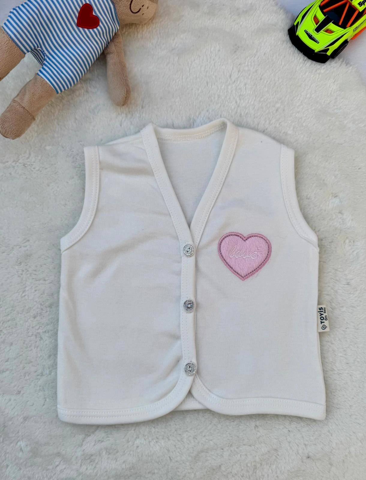 Bebek %100 Pamuk Nakışlı Yelek