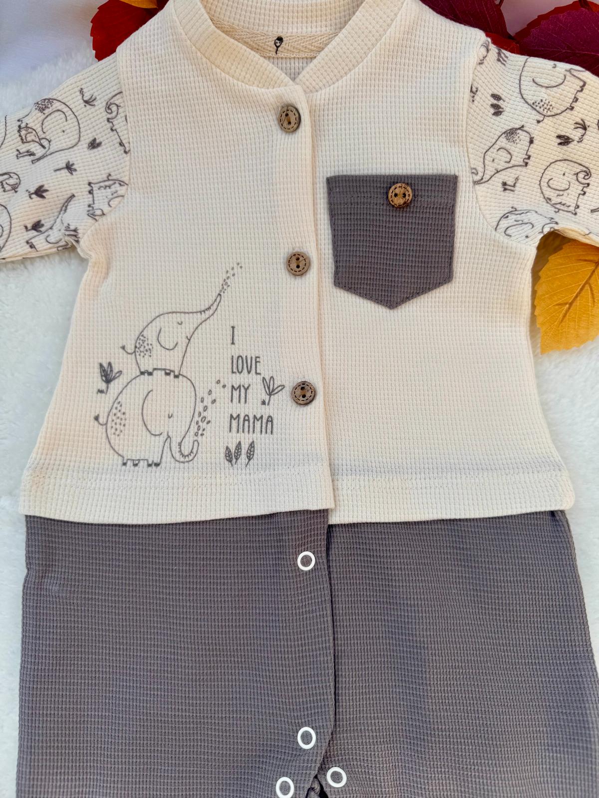 %100 Oranik Pamuk Şapkalı Bebek Tulum