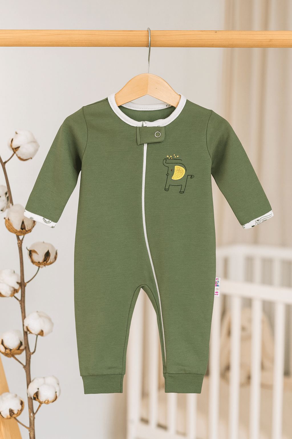 %100 Pamuk Fermuarlı Tulum - Fil