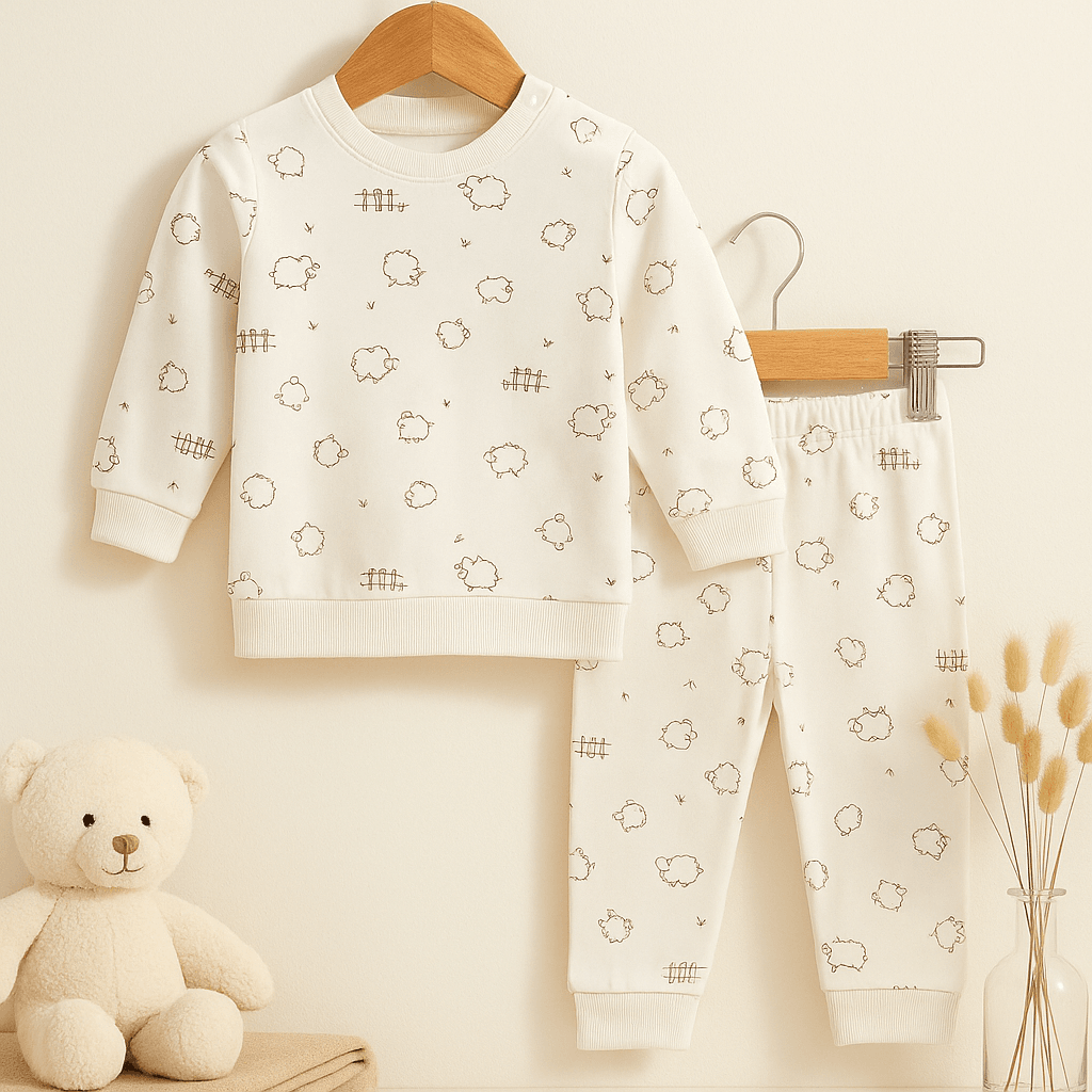  Pijama Takımı  2’li Mevsimlik Unisex - Pamuk - Beyaz