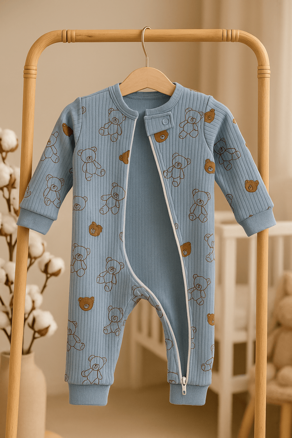 %100 Pamuk Fermuarlı Tulum