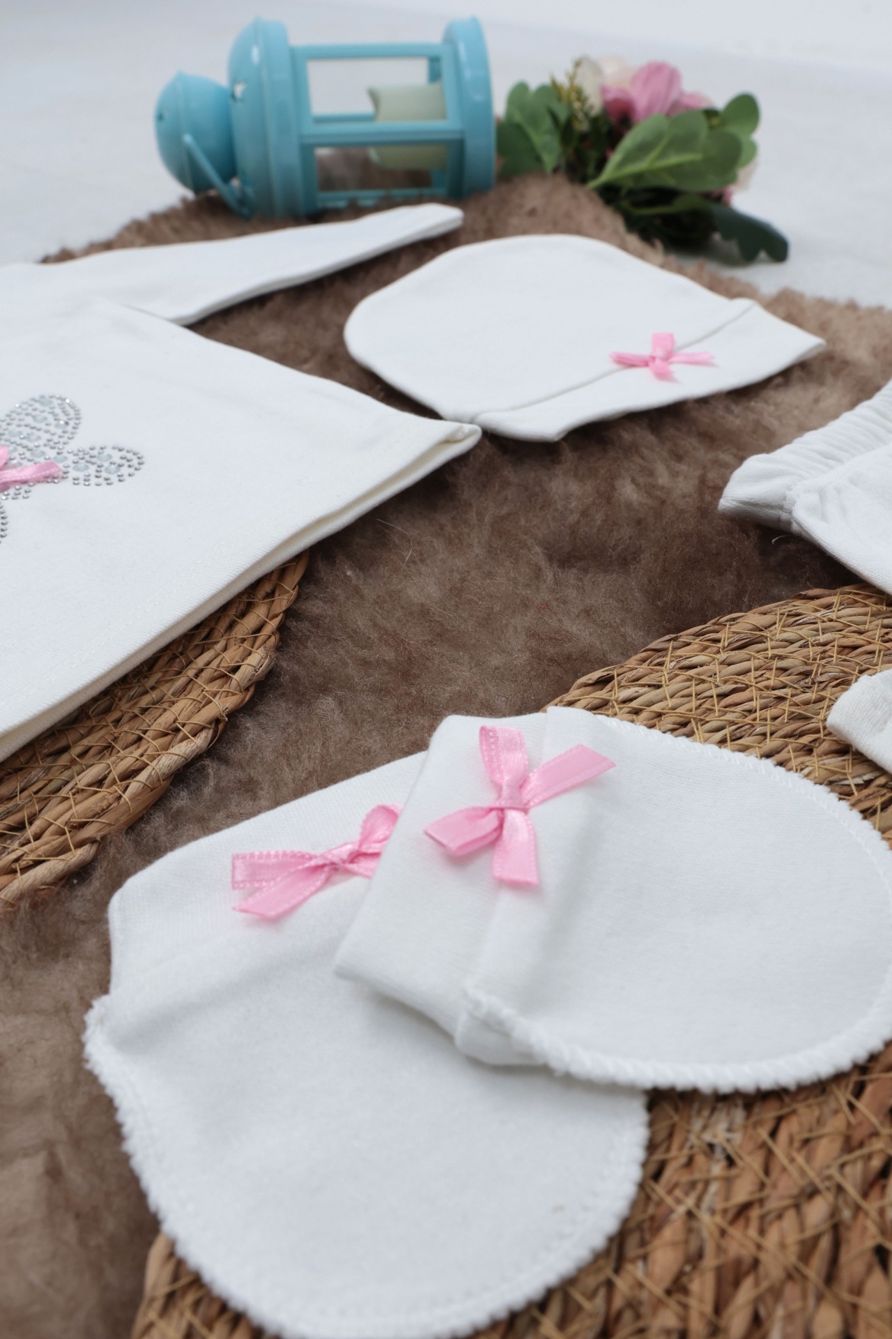 Sema Baby 5 Parça Hastane Çıkışı Zıbın Seti 0-3 Ay - Pink Butterfly 
