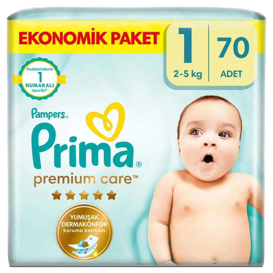 Bebek Bezi Premium Care 1 Beden Yenidoğan Ekonomik Paket 2-5 kg 70 Adet