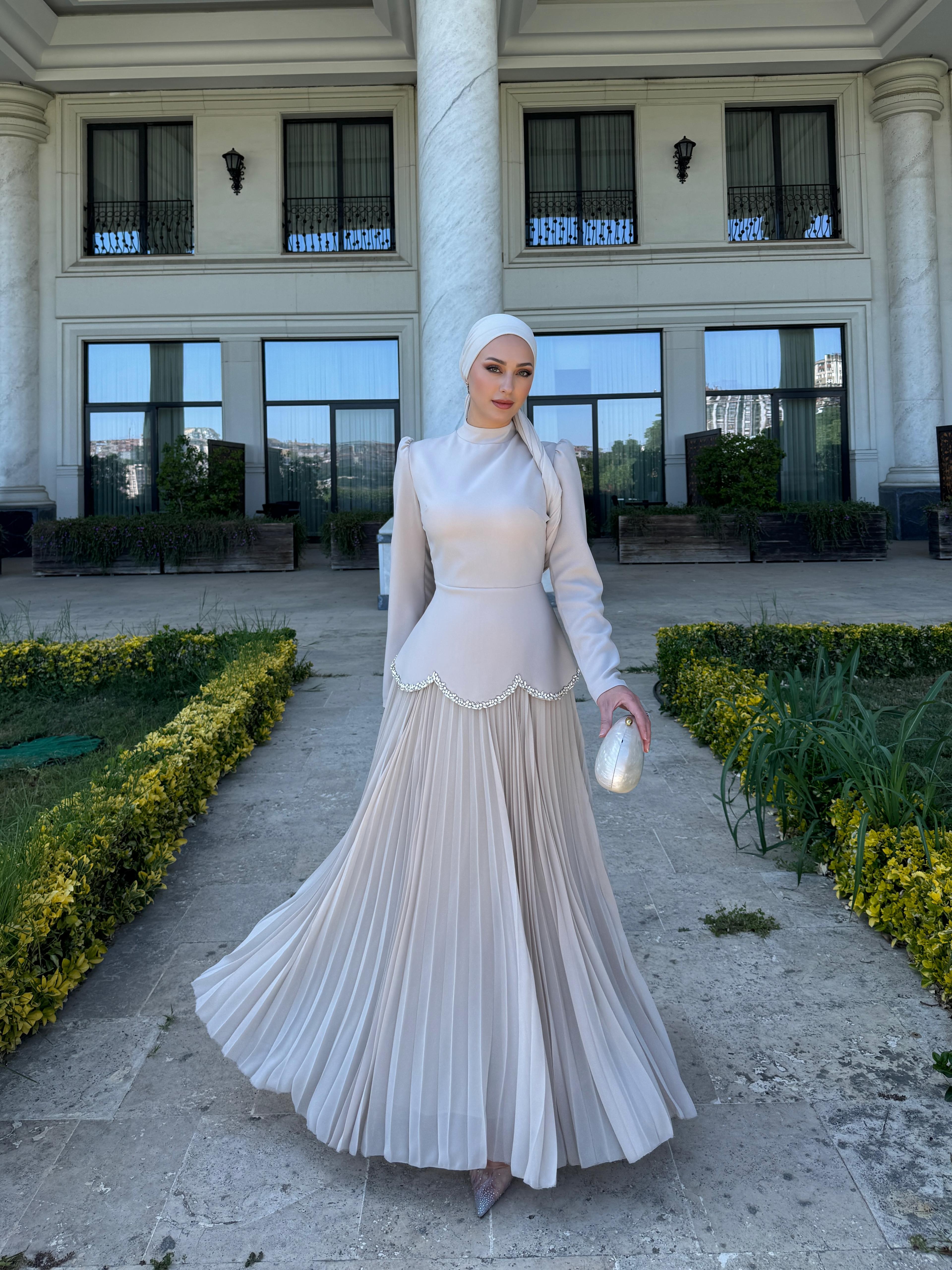 Viona Abiye Elbise - Bej