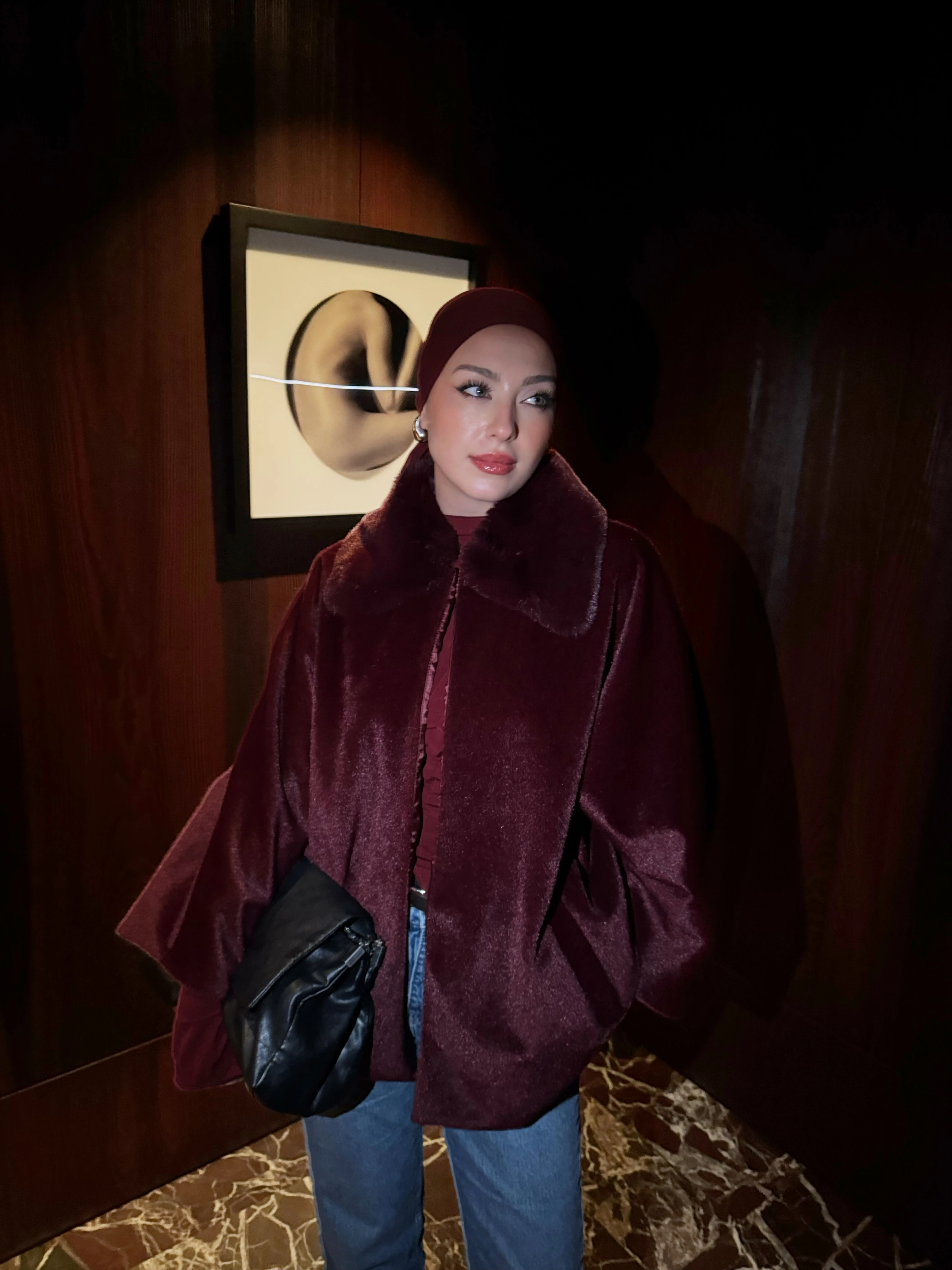 Hazel Kürklü Ceket - Bordo