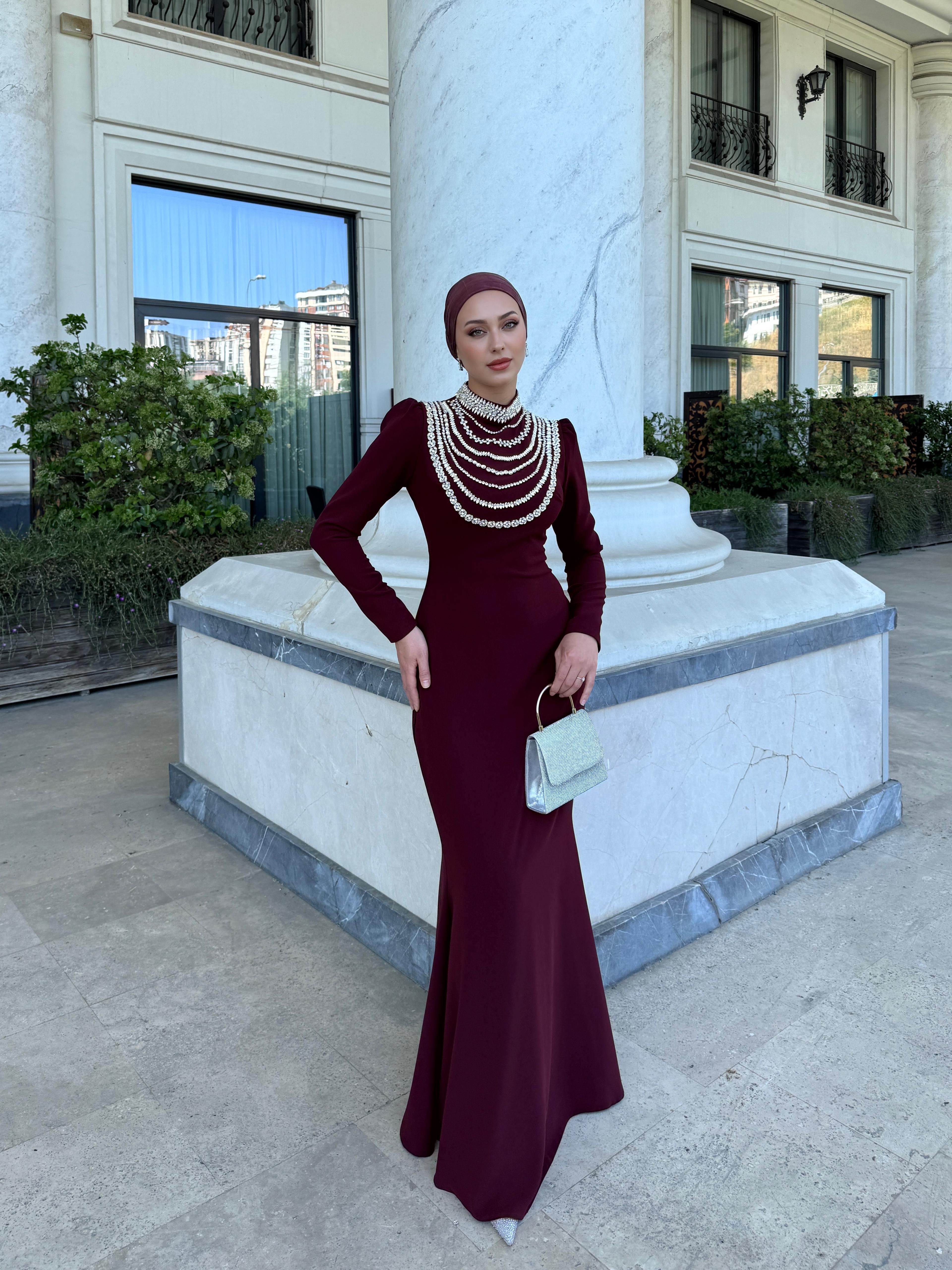 Liora Abiye Elbise - Bordo