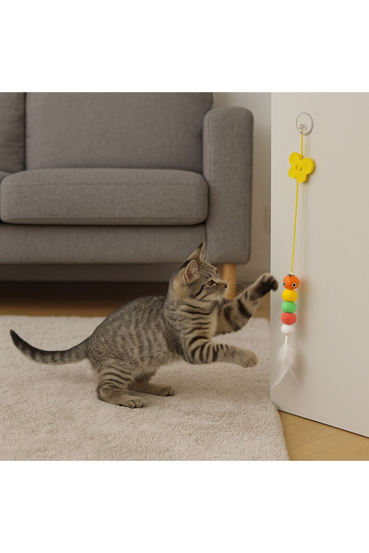 Elastik Yapışkanlı Kedi Oyun Oltası