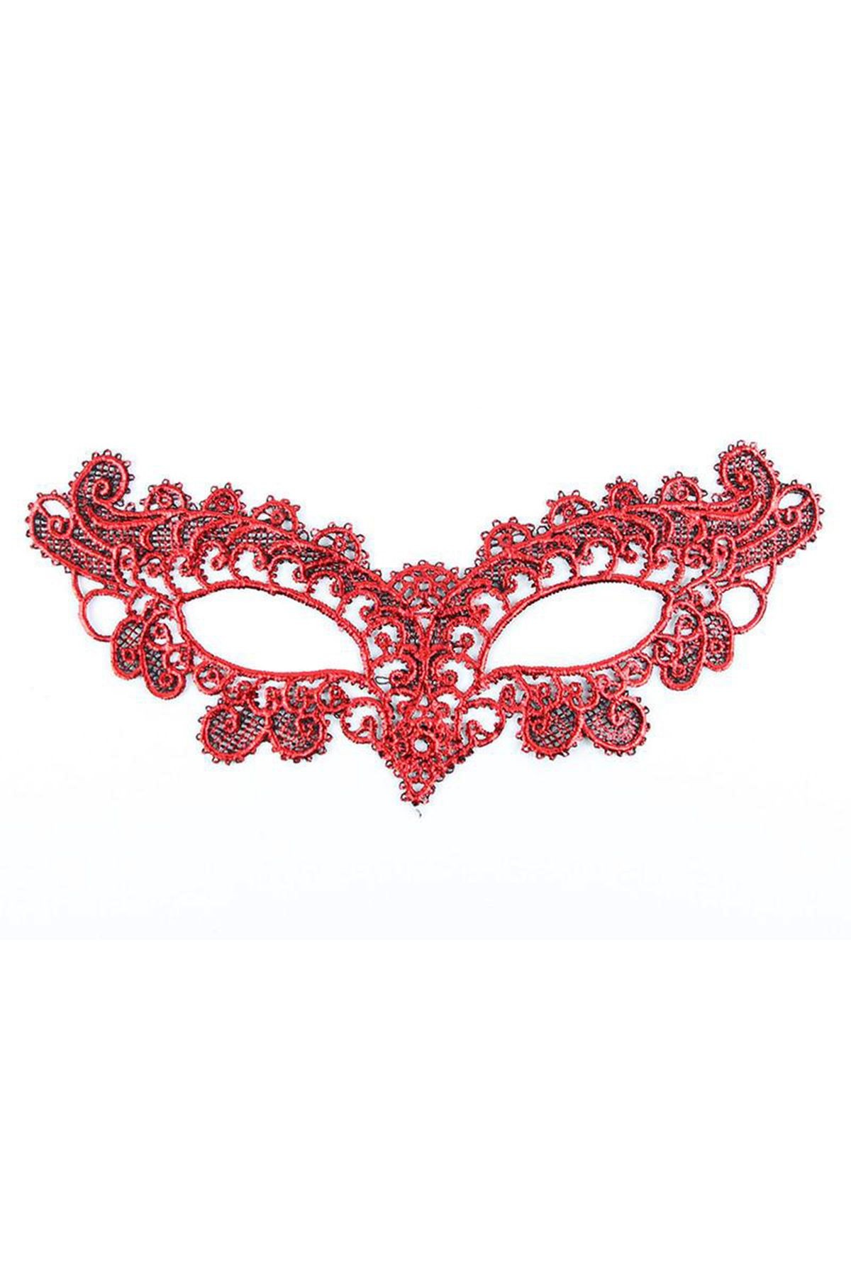 Kırmızı Dantel Masquerade Parti Maskesi