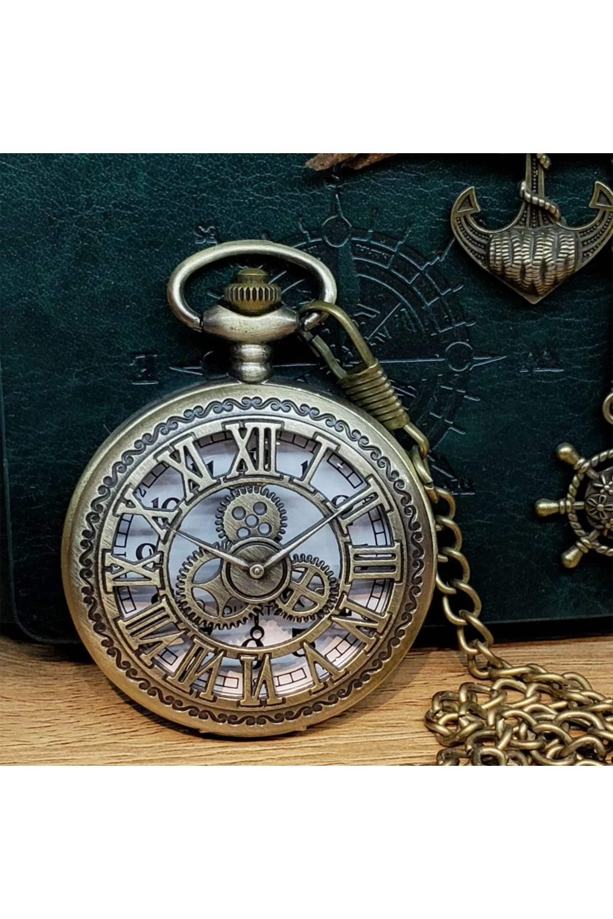 Vintage Dişli Tasarımlı Köstekli Cep Saati
