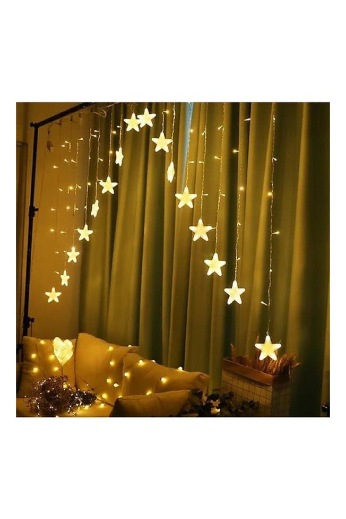 Yıldız Desenli LED Işıklı Perde – 3 Metre USB Işıklı Dekoratif Aydınlatma