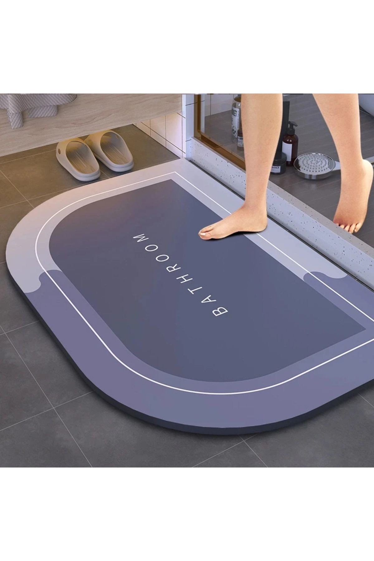 Özel Seri Nano Teknoloji Kaymaz Kauçuk Hızlı Kuruma Nappa Deri Süper Emici Banyo Duş Paspası
