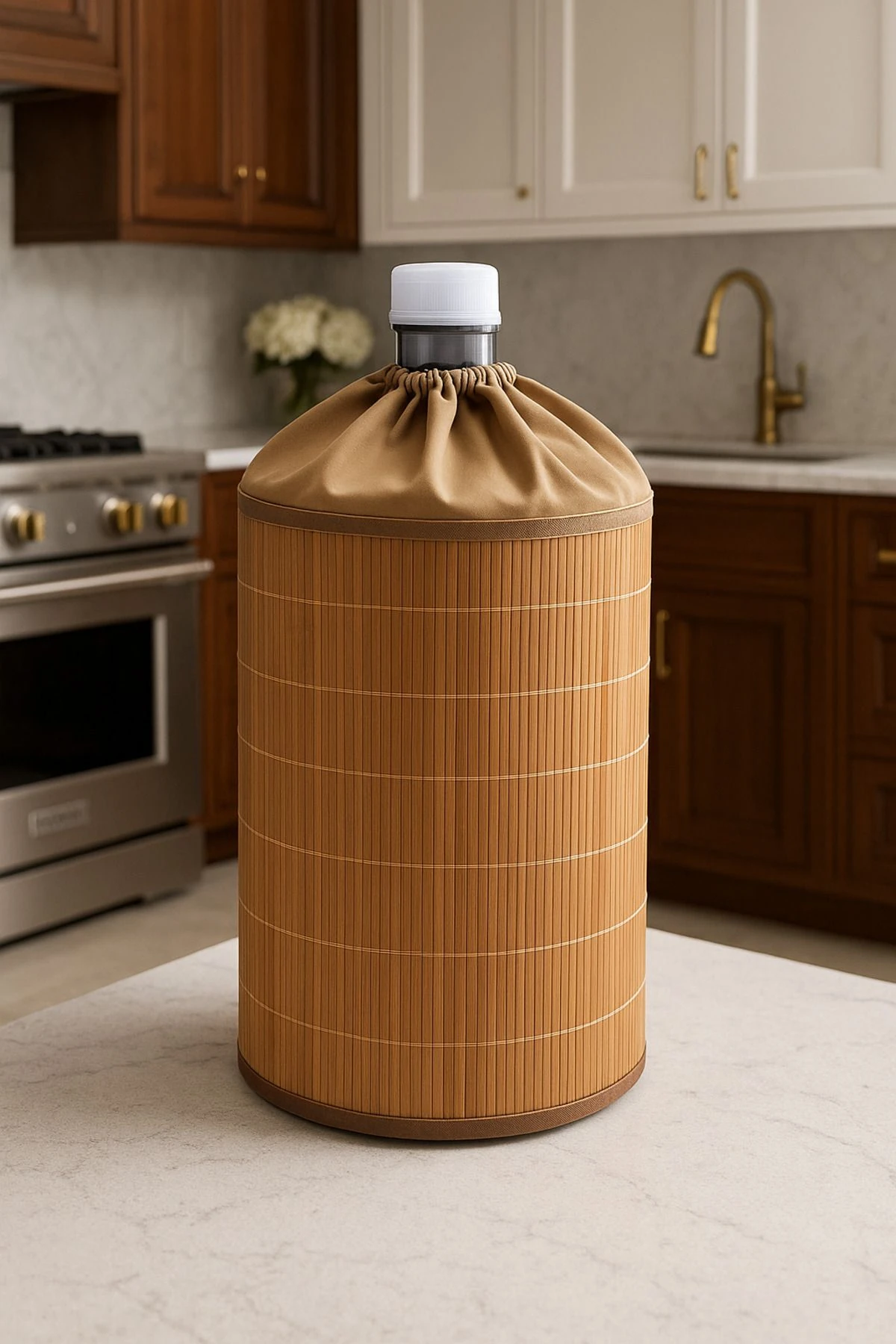 Doğal Görünümlü Bambu Desenli Damacana Kılıfı