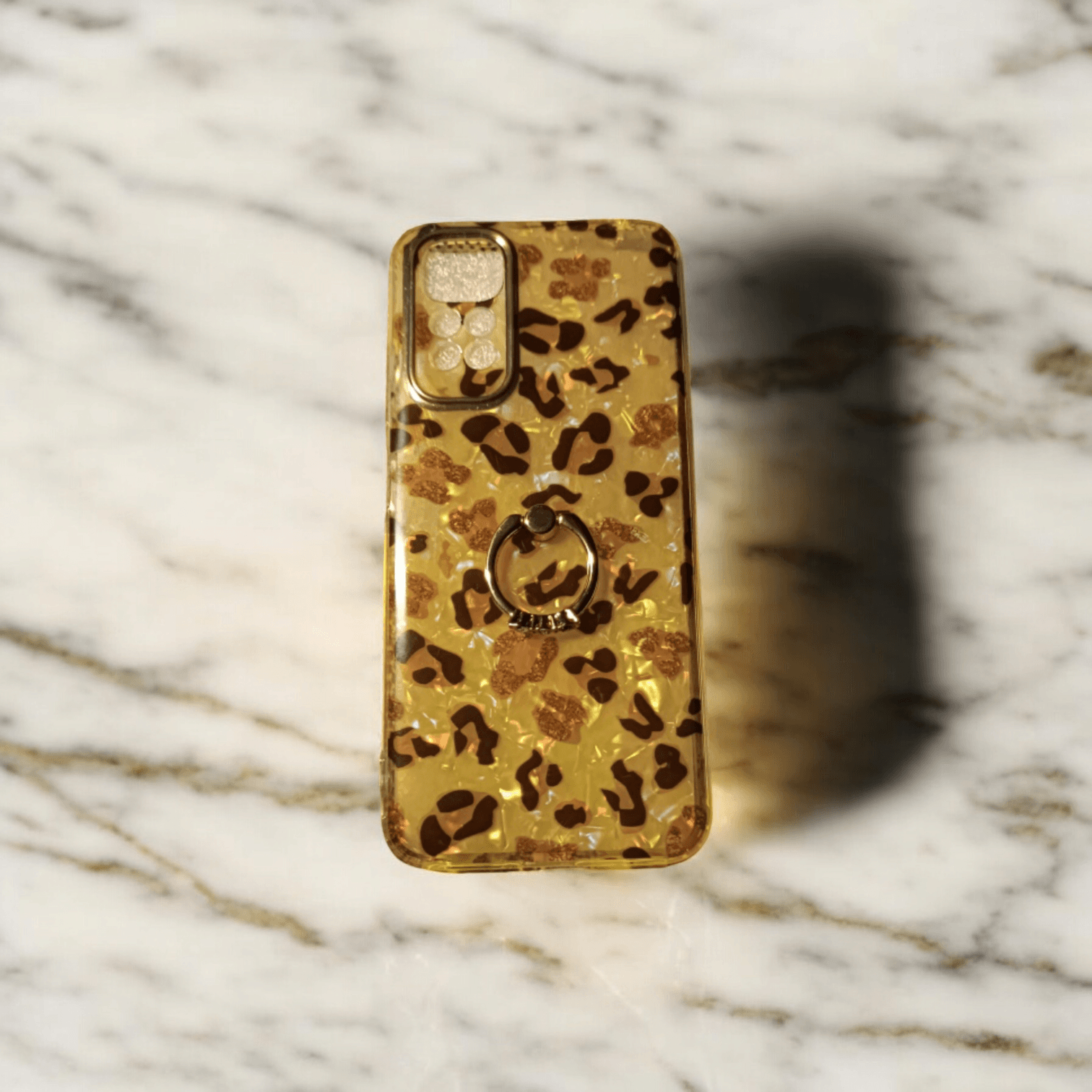 Xiaomi Redmi Note 11 Leopar Desenli-Taşlı Yüzük Stantlı-Simli