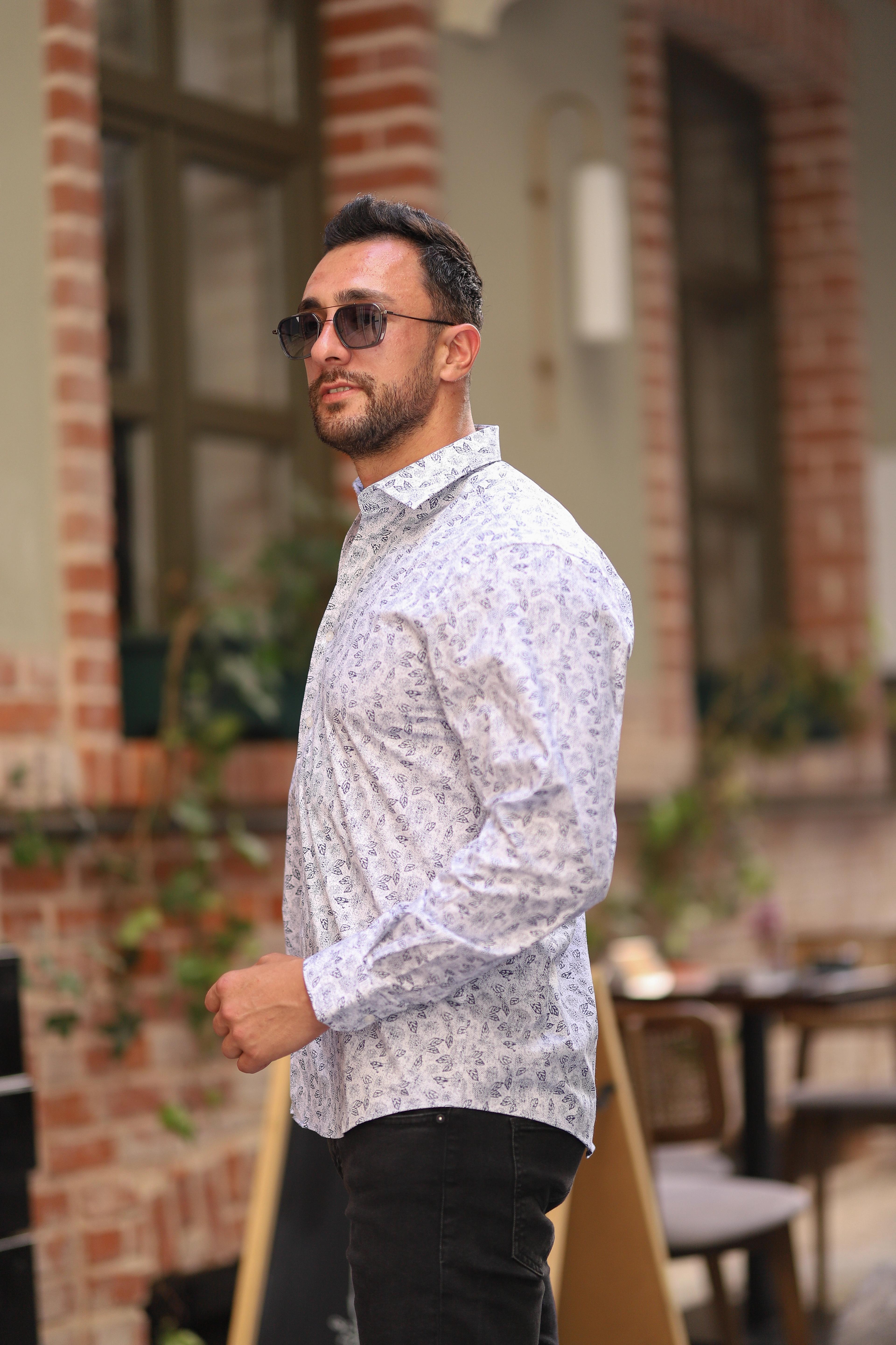 Regular Fit Baskılı Likra Gömlek