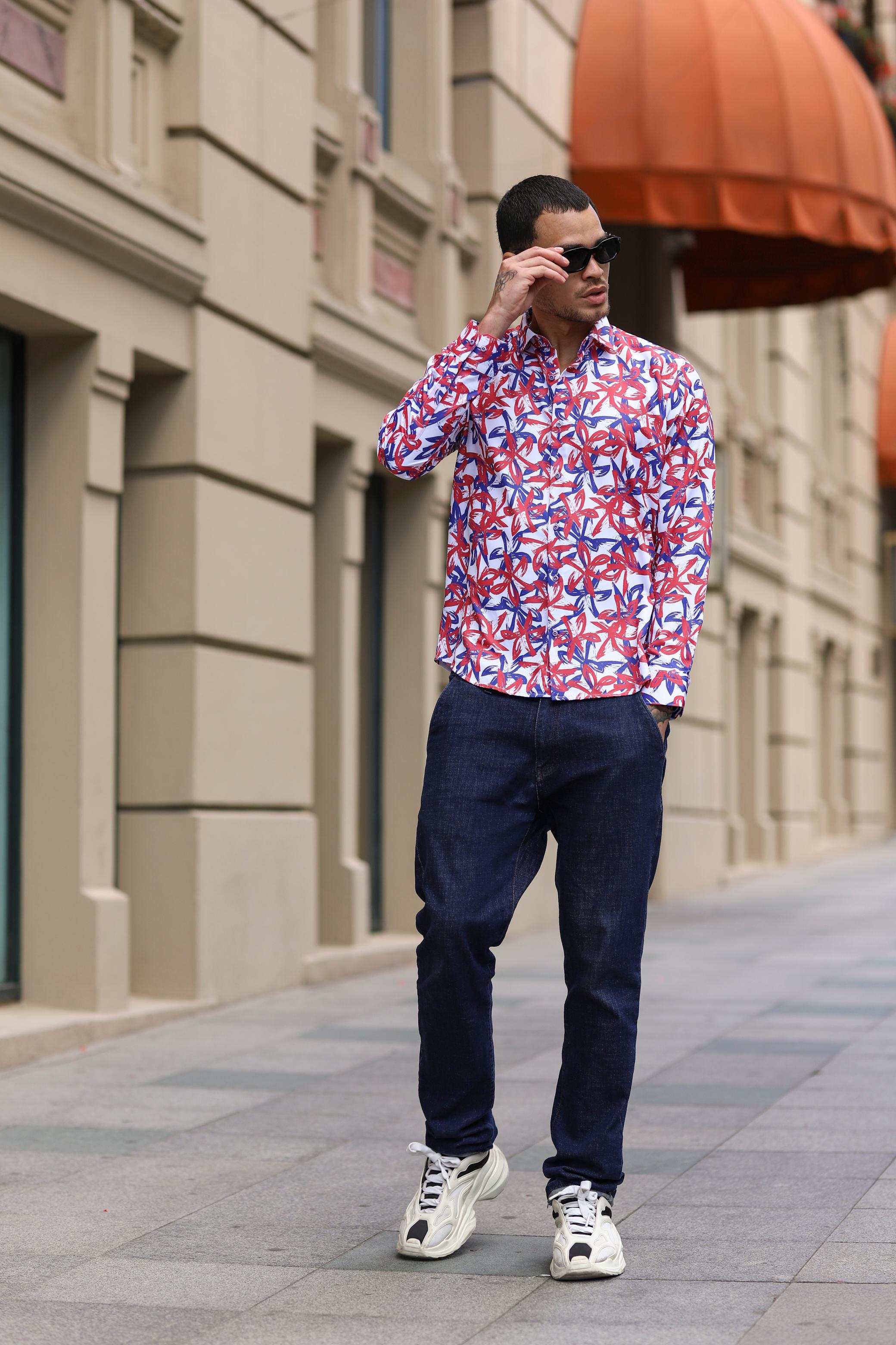 Slim Fit Dijital Baskılı Gömlek