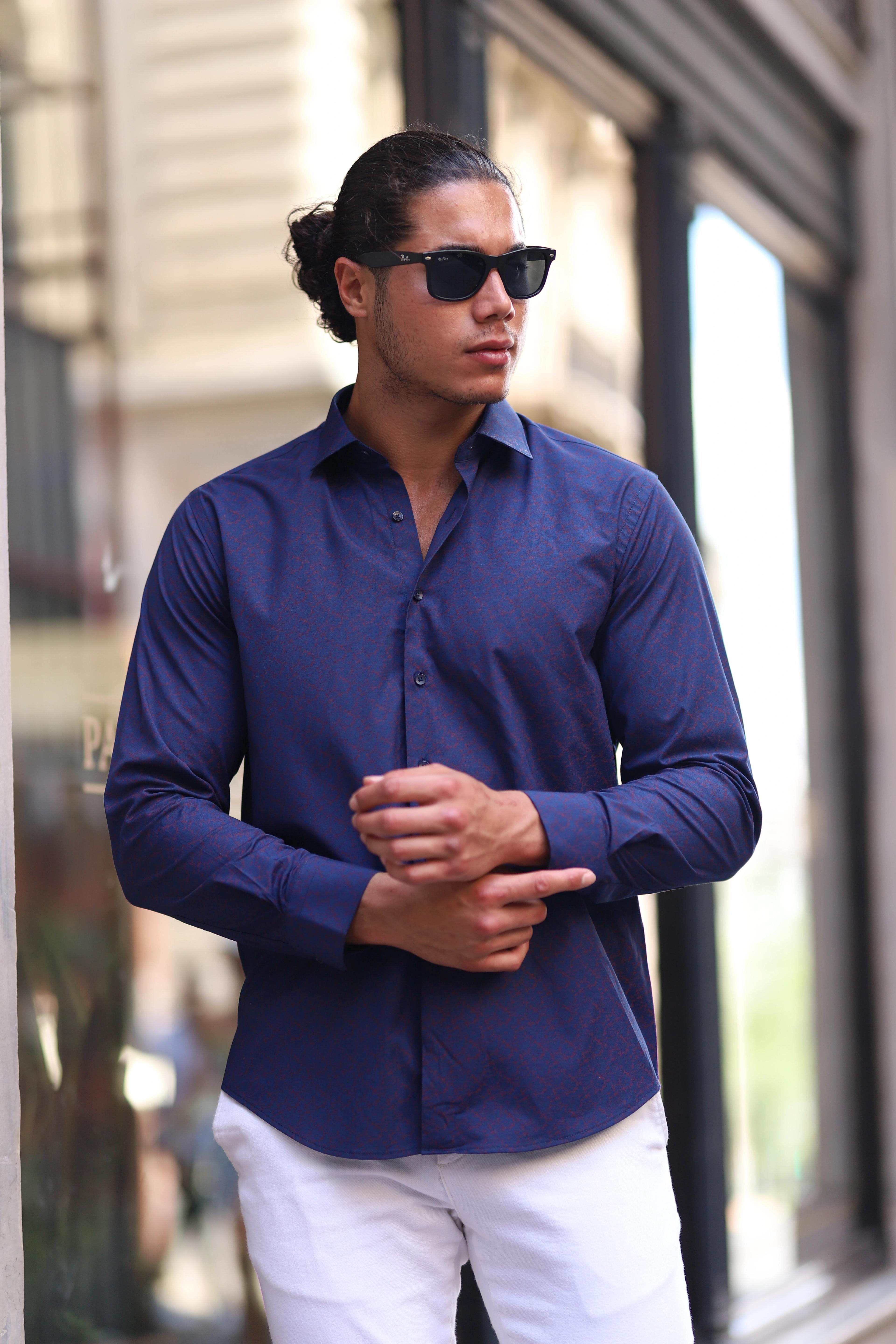 Regular Fit Baskılı Likra Gömlek
