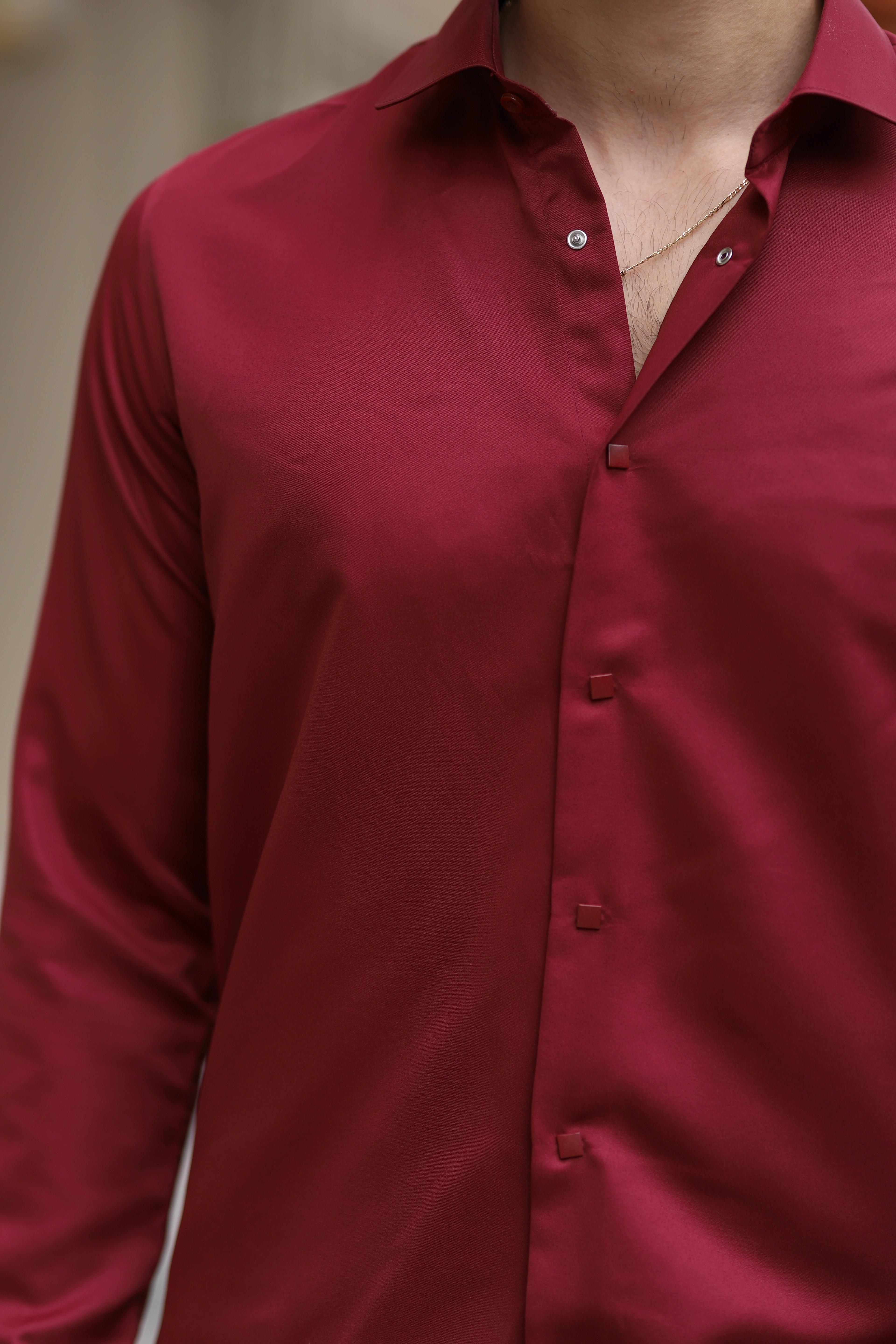 Slim Fit Çıtçıtlı Saten Gömlek
