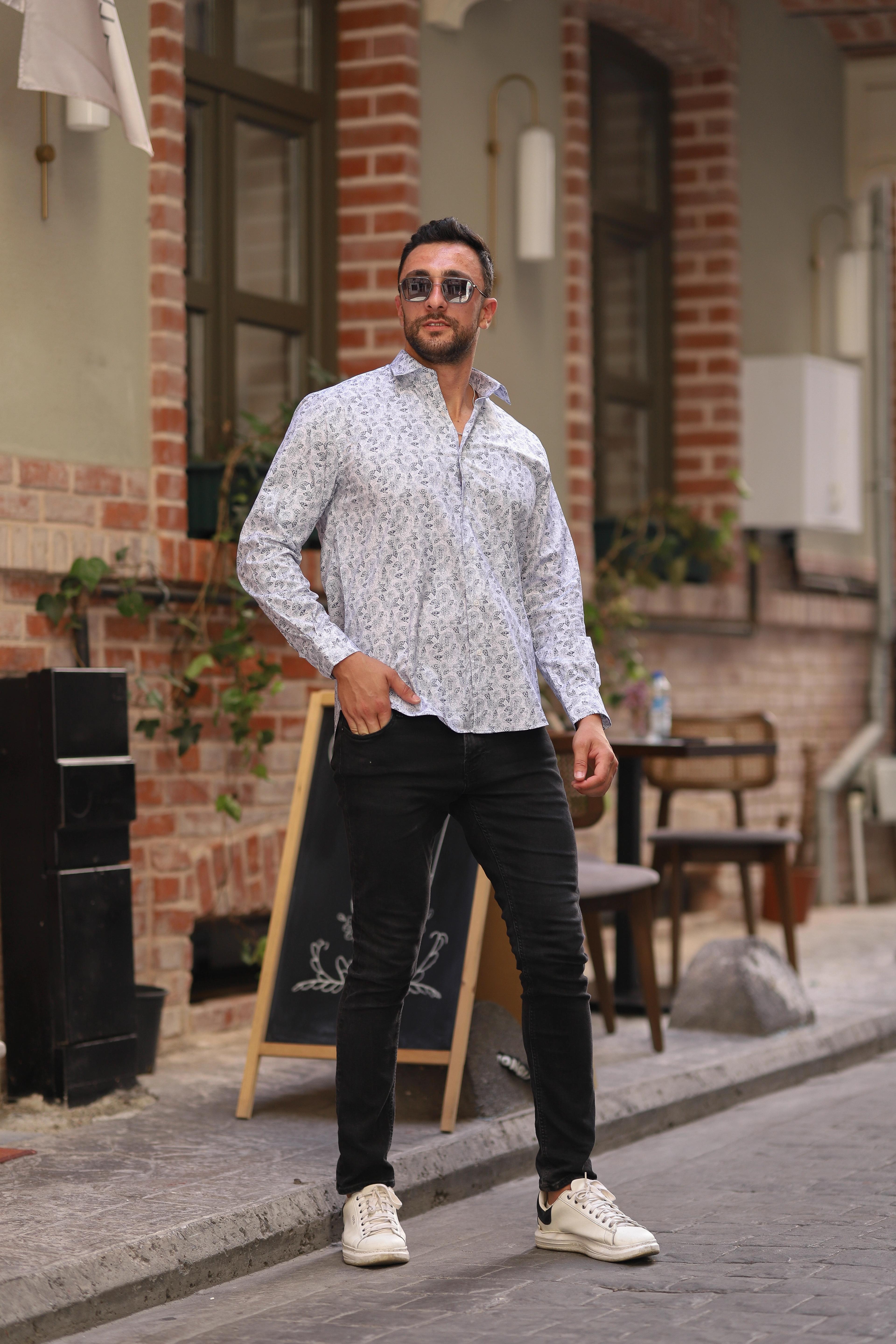 Regular Fit Baskılı Likra Gömlek