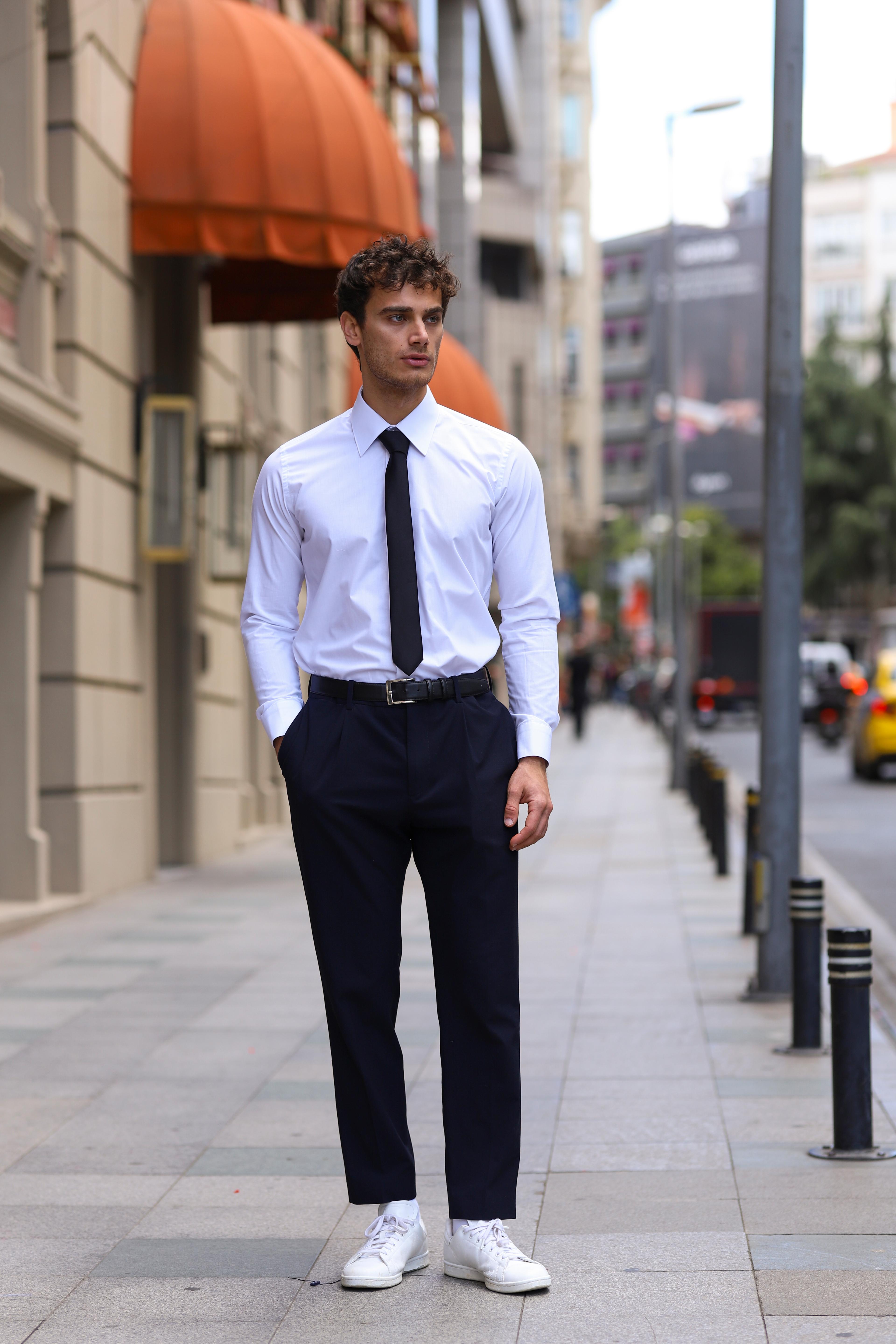 Slim Fit Terikoton İngiliz Yaka Gömlek