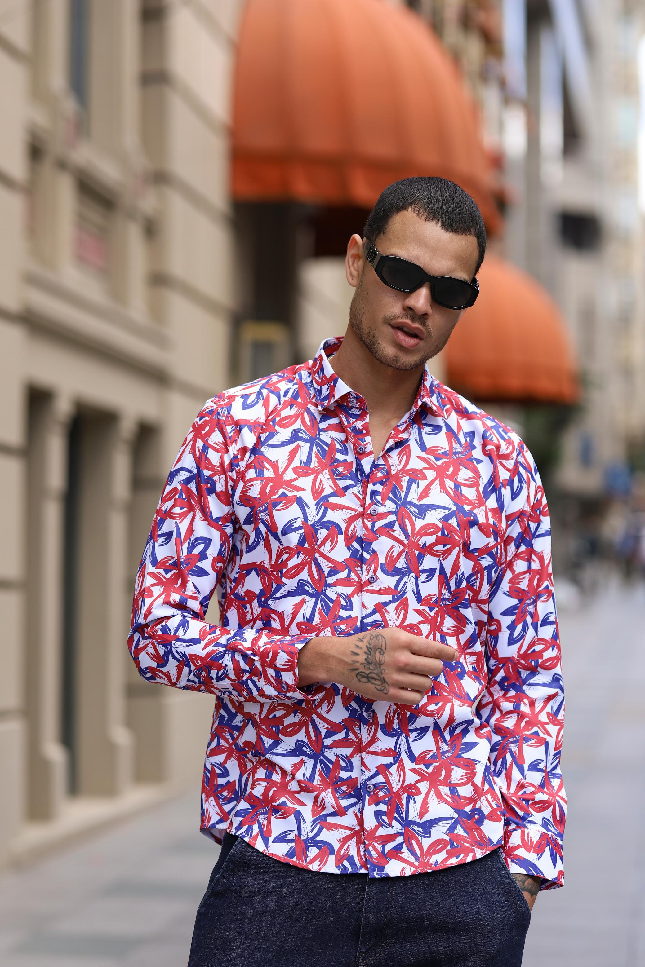 Slim Fit Dijital Baskılı Gömlek