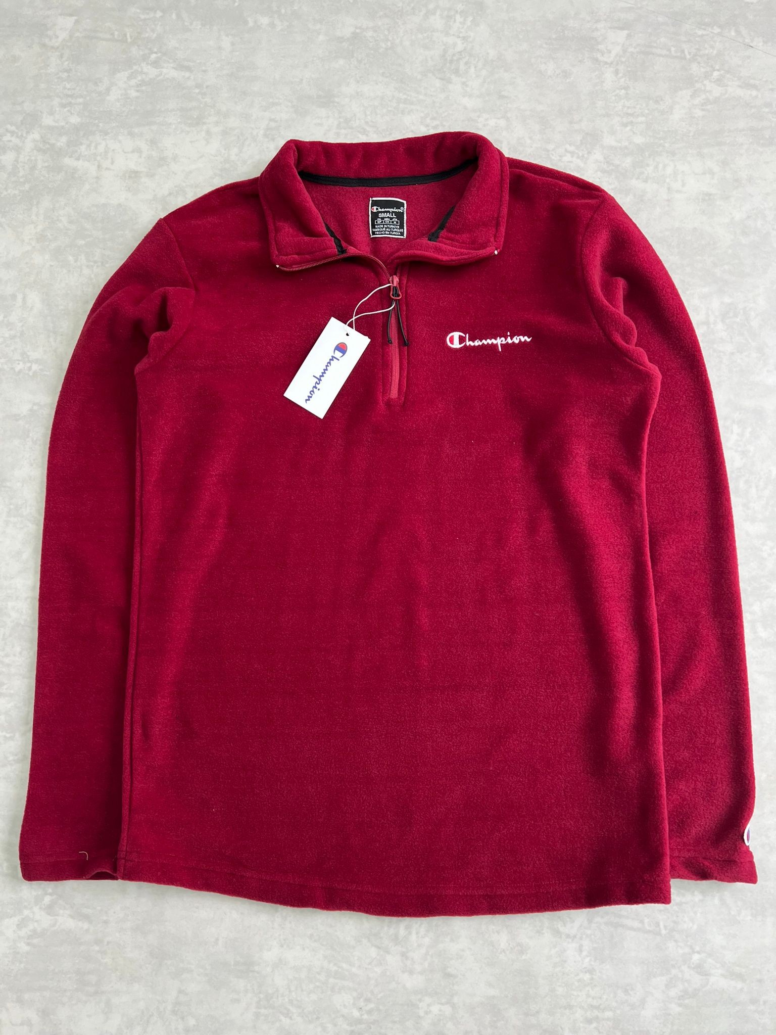 Yeni Sezon Yarım Fermuarlı Bordo Polar Sweatshirt