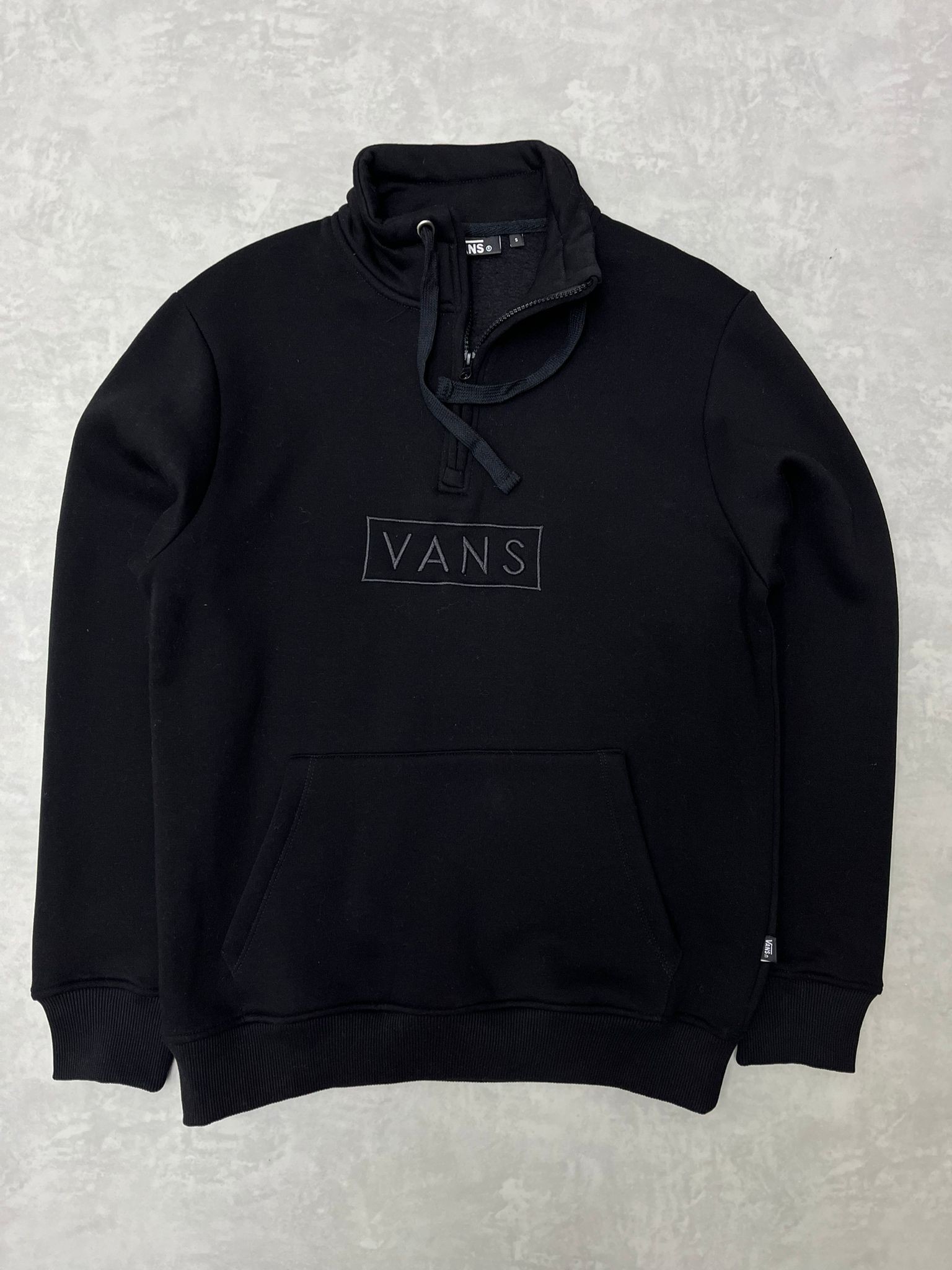 Yeni Sezon Yarım Fermuarlı Nakış Logo Black Sweatshirt
