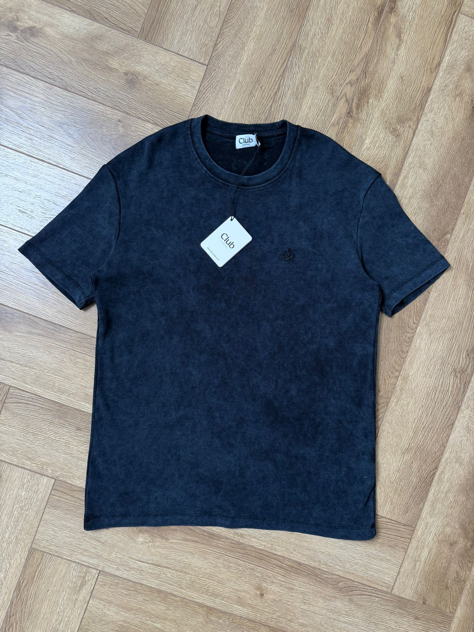 Yeni Sezon Yıkamalı Basic Mini Logo  T-shirt - ANTRASİT
