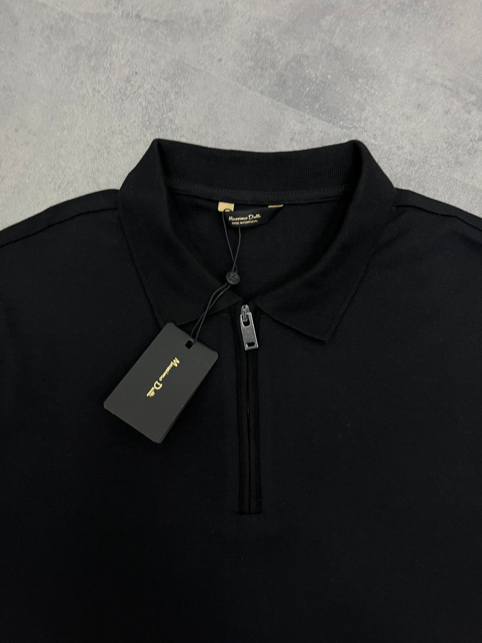 Yeni Sezon Organik Pamuk Yarım Fermuarlı  Black Polo Yaka  T-shirt
