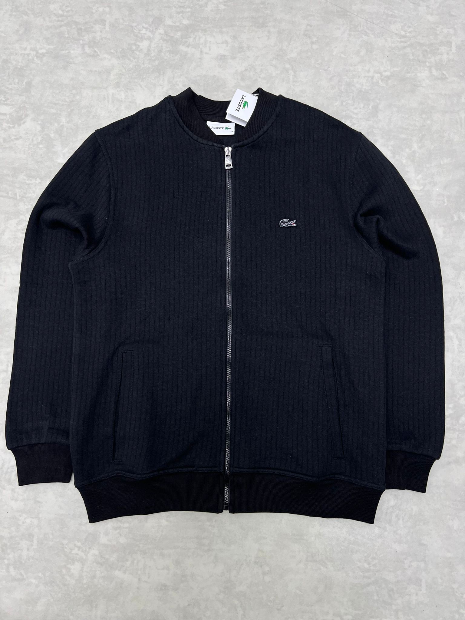 Limited Edition Tam Fermuarlı Dikey Çizgili Black Ceket