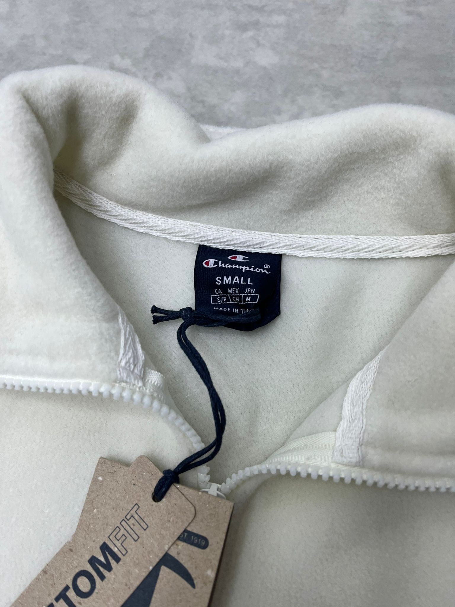 Ton To Tone Nakış Logo Yarım Fermuarlı Cream Polar