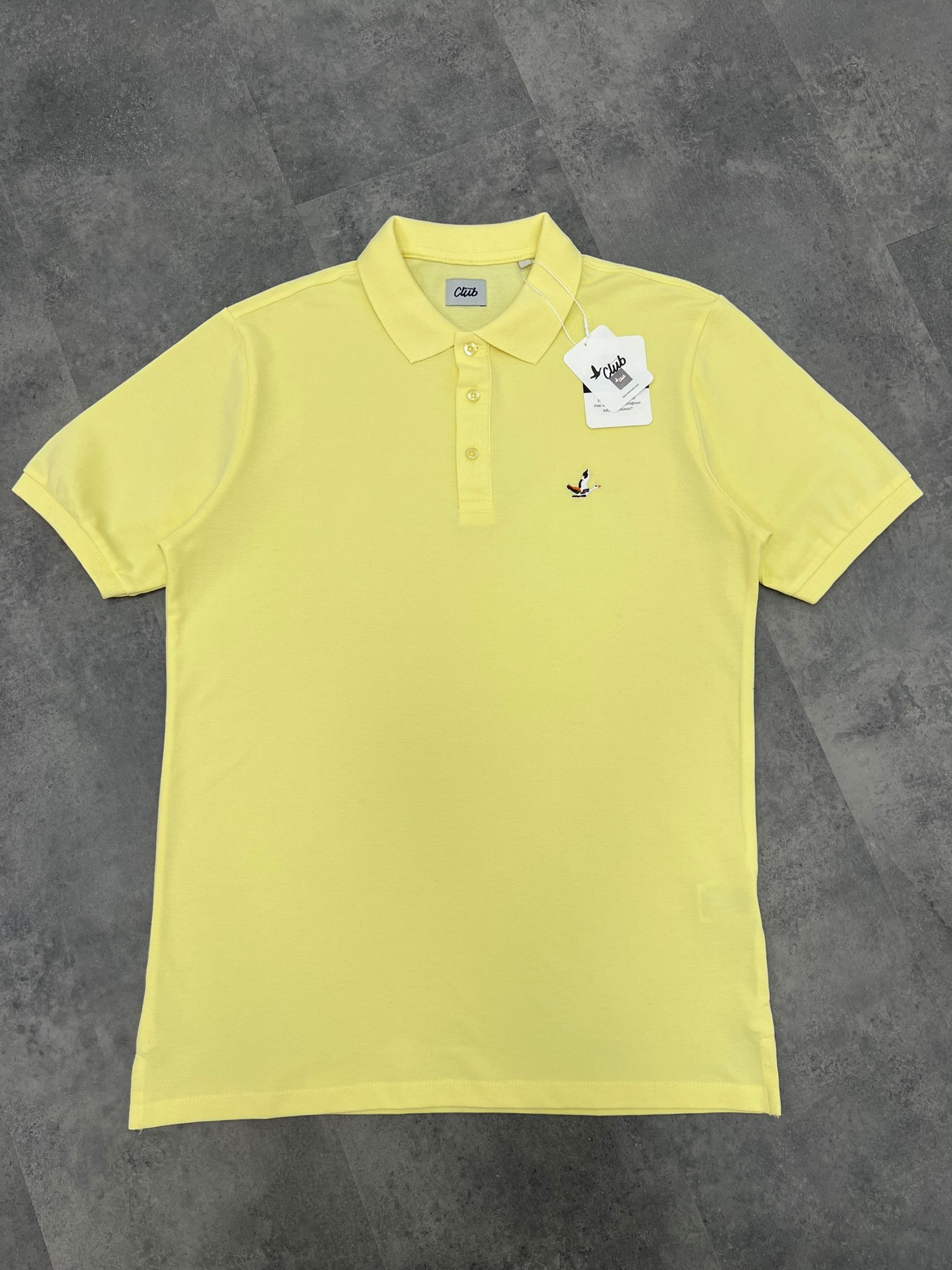 Yeni Sezon Basic Mini Logo Light Yellow  Polo Yaka T-shirt
