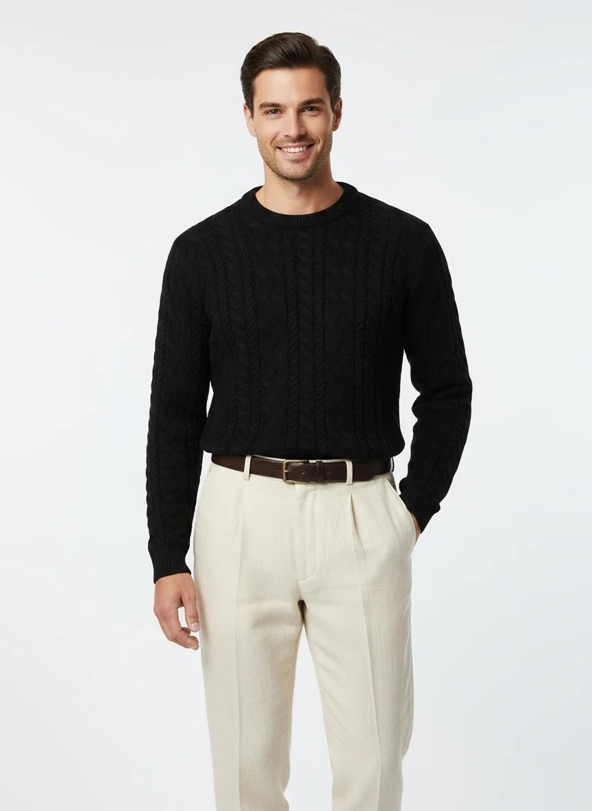 Yeni Sezon Diagonel Özel Örgü Kalın Pamuk Kazak