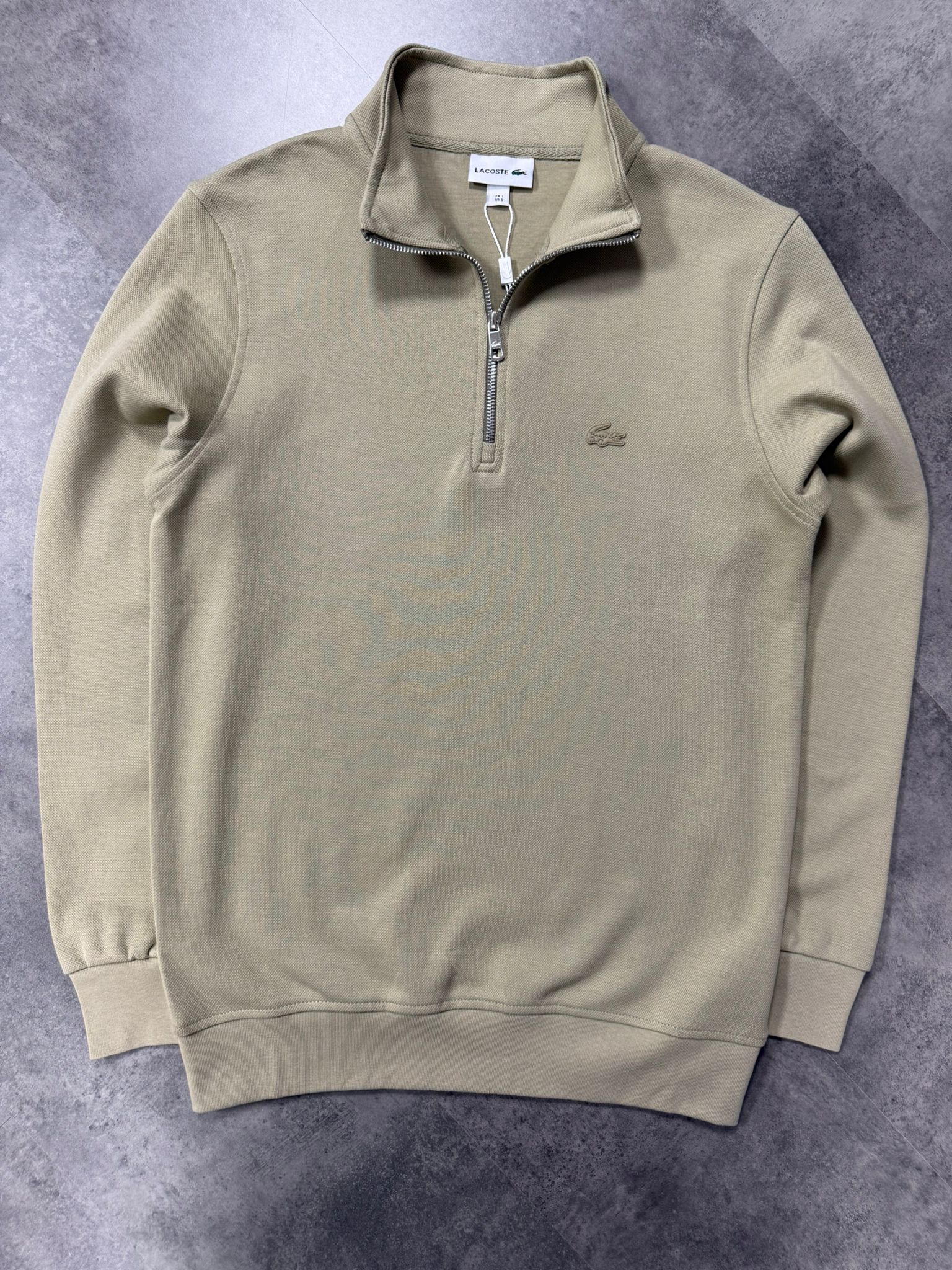 Yeni Sezon Classic Logo Yarım Fermualı Diogonel Sweatshirt - BEJ