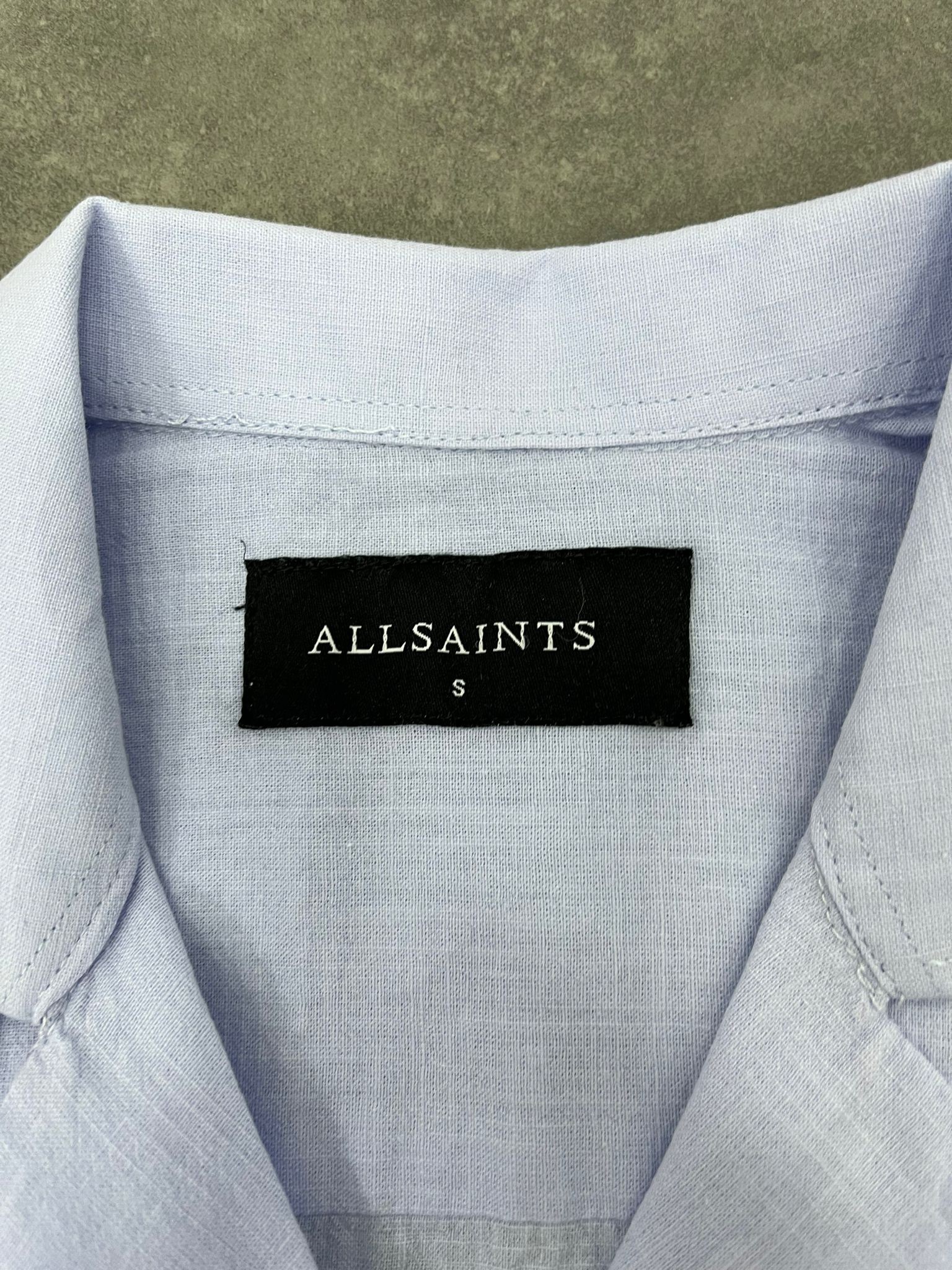 Yeni Sezon Basic Mini Logo Yarım Kollu Keten Blue  Gömlek