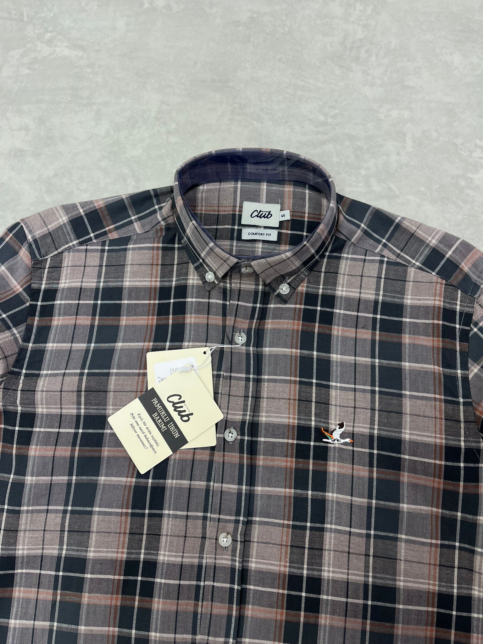 Kışlık Ekoseli Classic Mini Logo Regular Fit Kahverengi Gömlek
