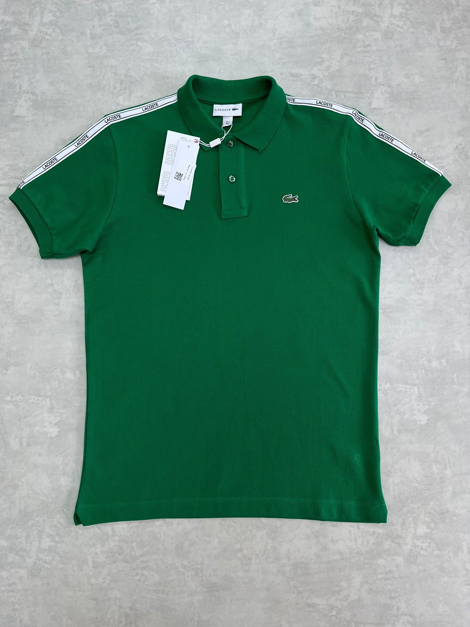 Kolları Şeritli Mini Logo Polo Yaka Green T-shirt