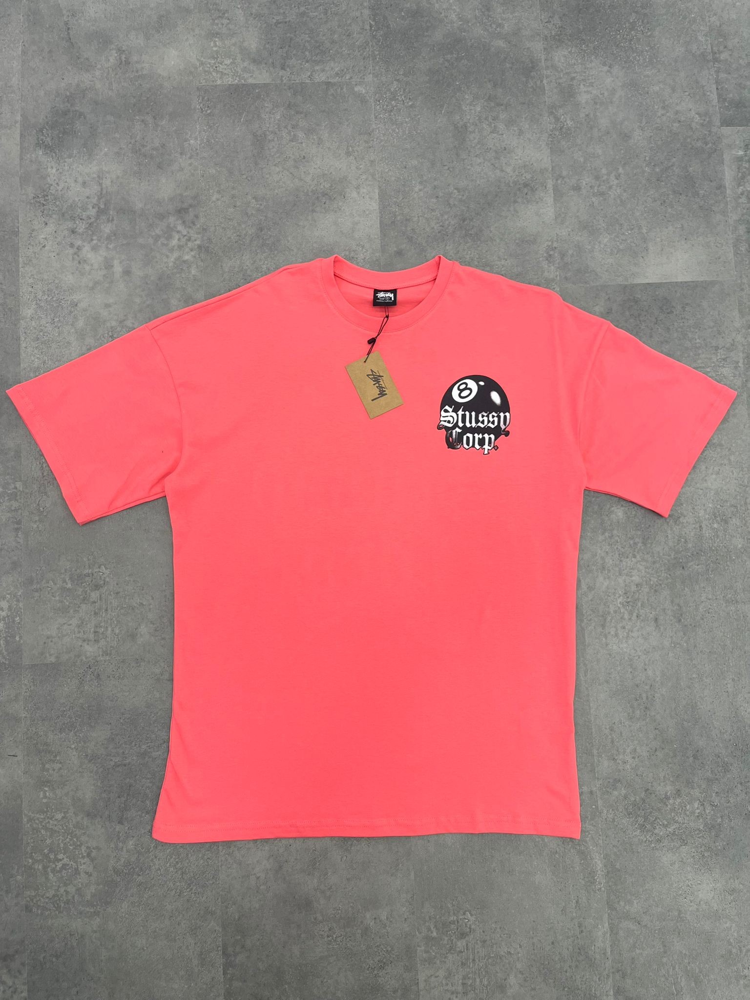 Yeni Sezon Stussy Corp 8 Pink Relax Fit T-shirt
