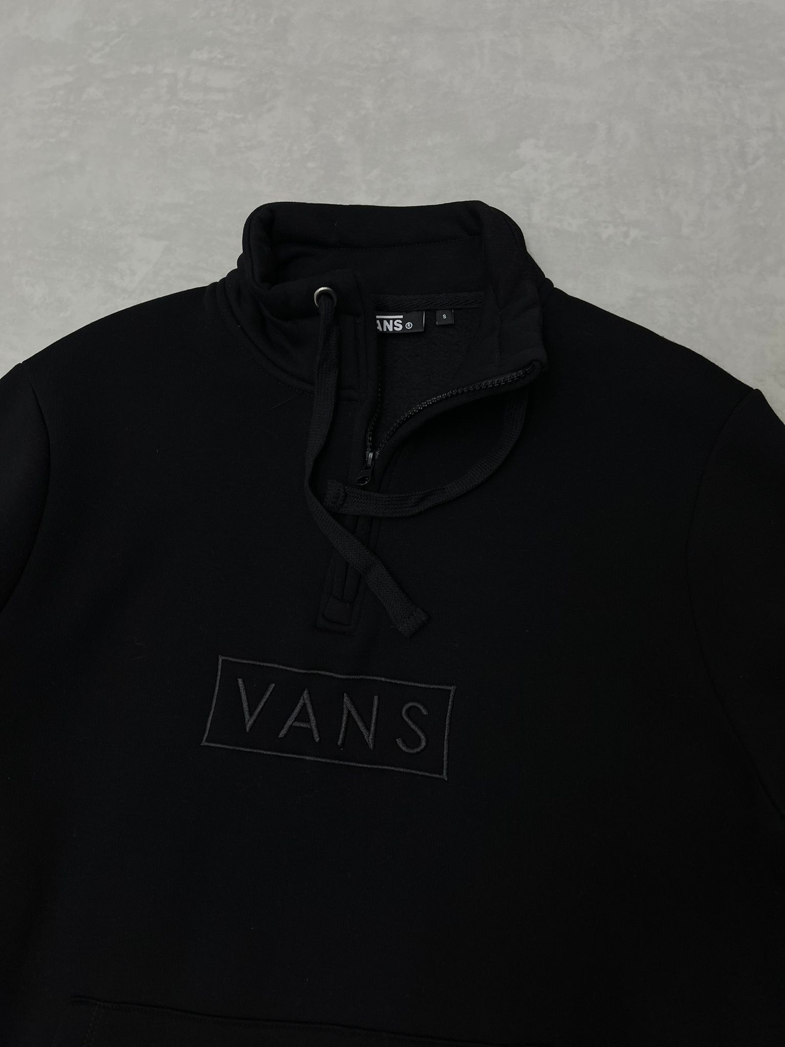 Yeni Sezon Yarım Fermuarlı Nakış Logo Black Sweatshirt