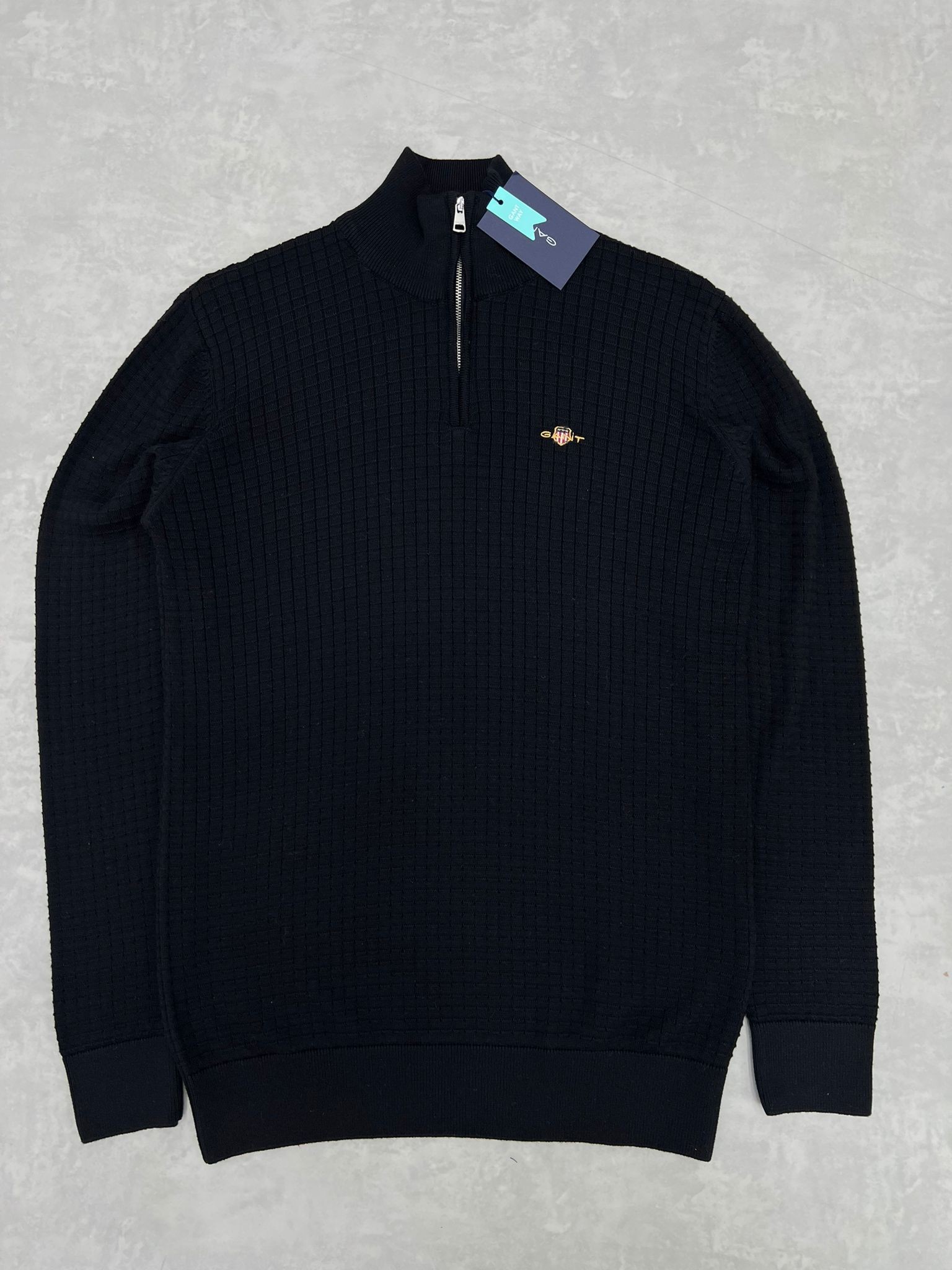 Yeni Sezon Kışlık Triko Black Yarım Fermuarlı Sweatshirt