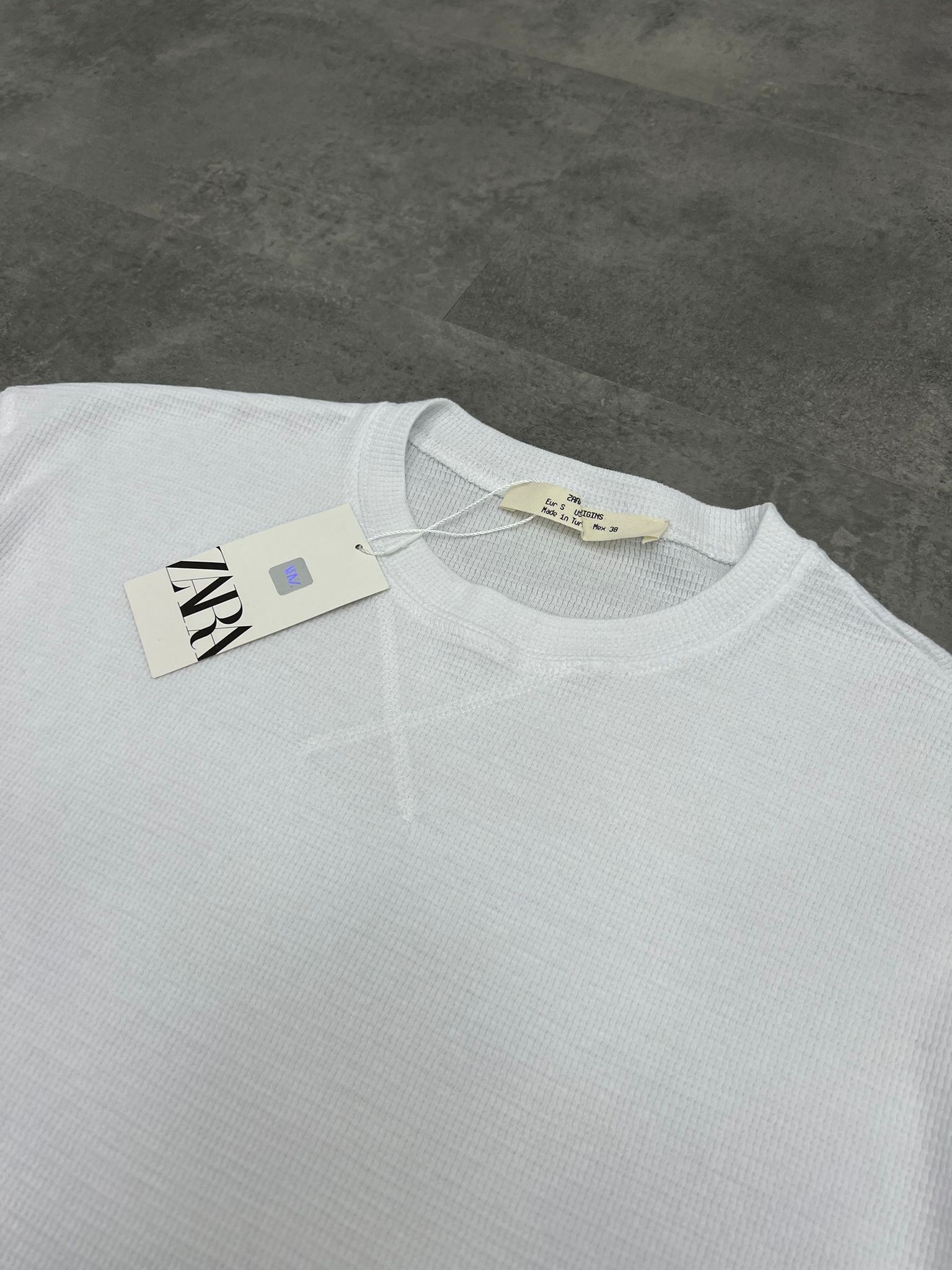 Yeni Sezon Oversize Waffle Kumaş Relax Fit White T-shirt