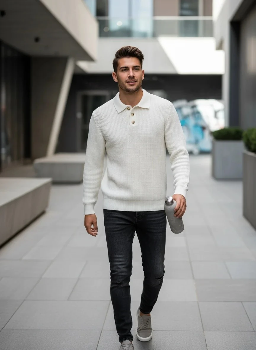 Yeni Sezon Pamuk Özel Örgü Kalın Düğmeli Triko Kazak