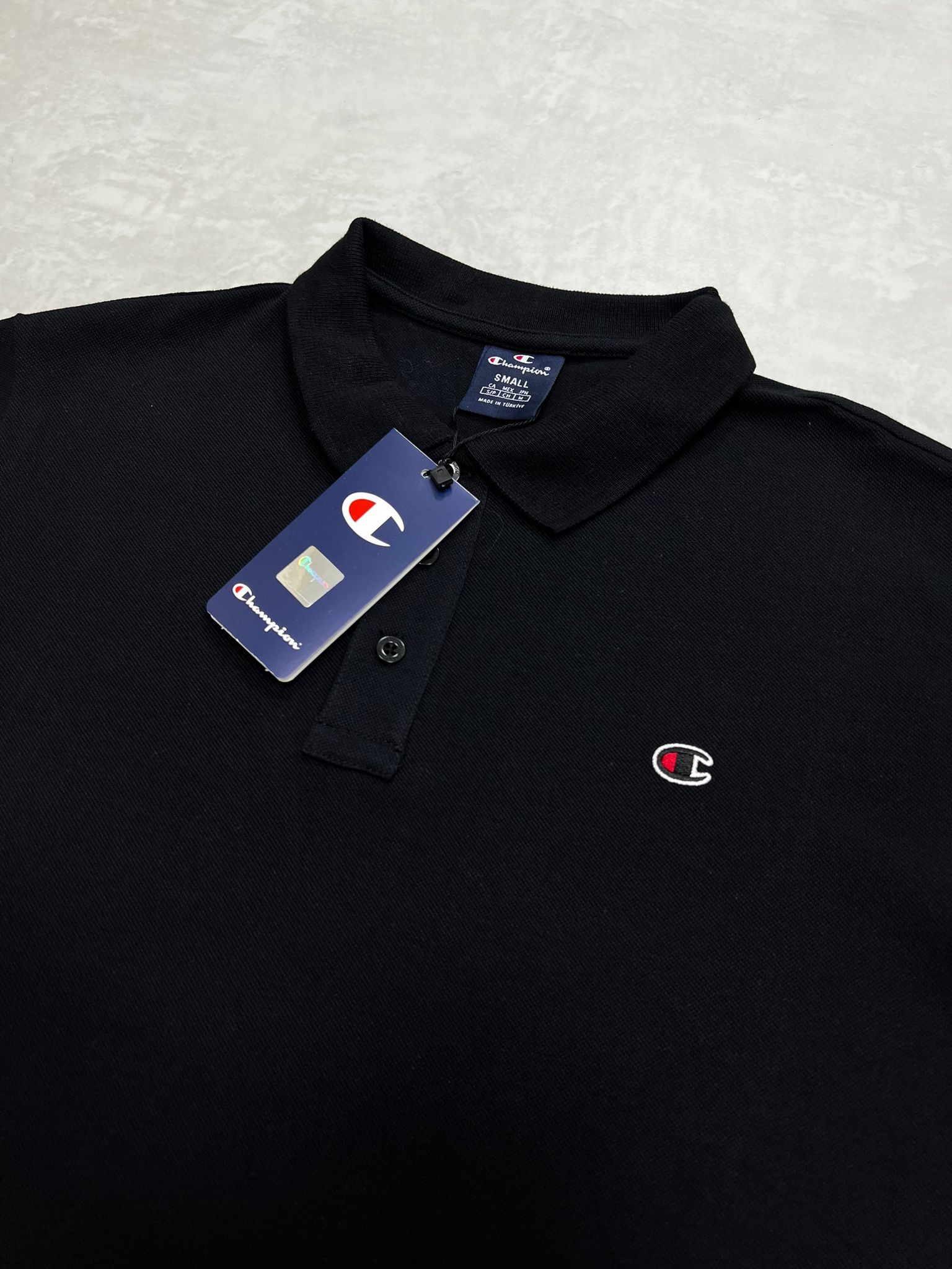 Patch Mini Logo Polo Yaka Black T-shirt