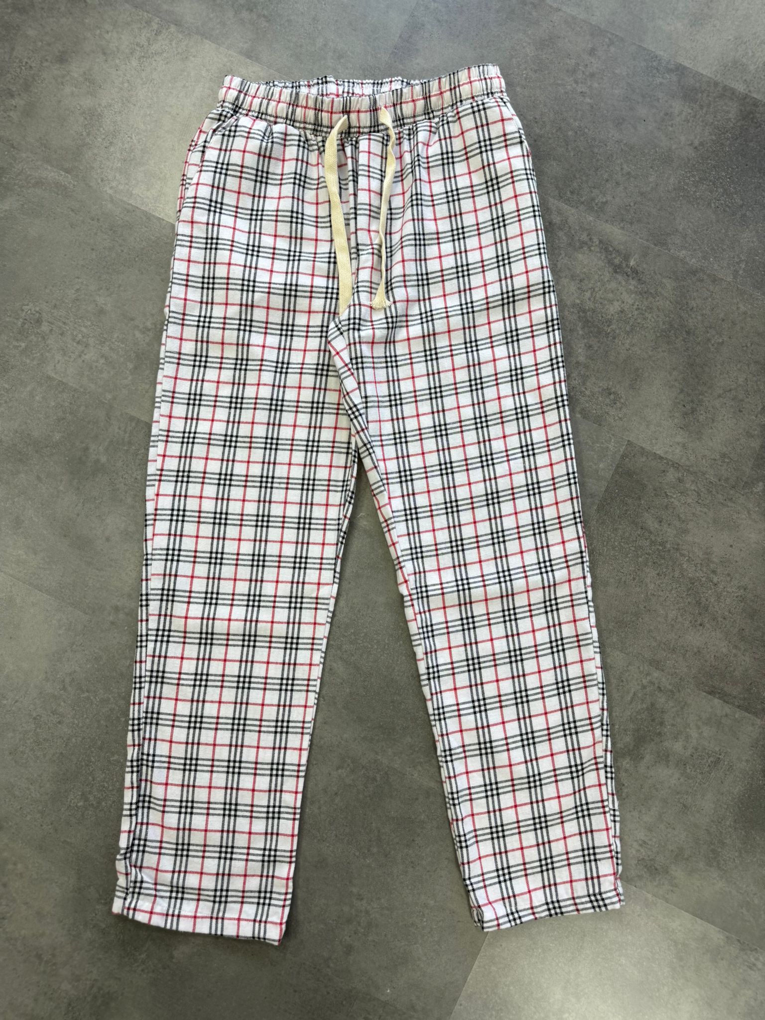 Yeni Sezon Flanel Ekoseli Pijama - BEYAZ