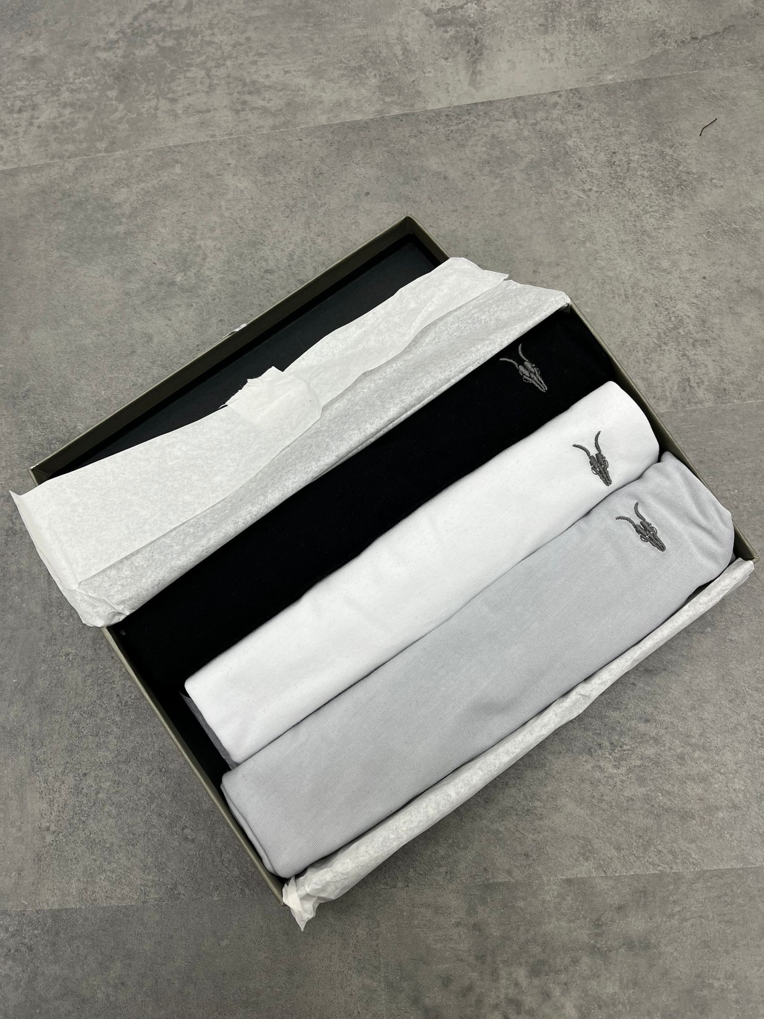 Özel Seri Kutulu 3 lü Basic Mini Logo (Gray-Beyaz-Siyah) T-shirt