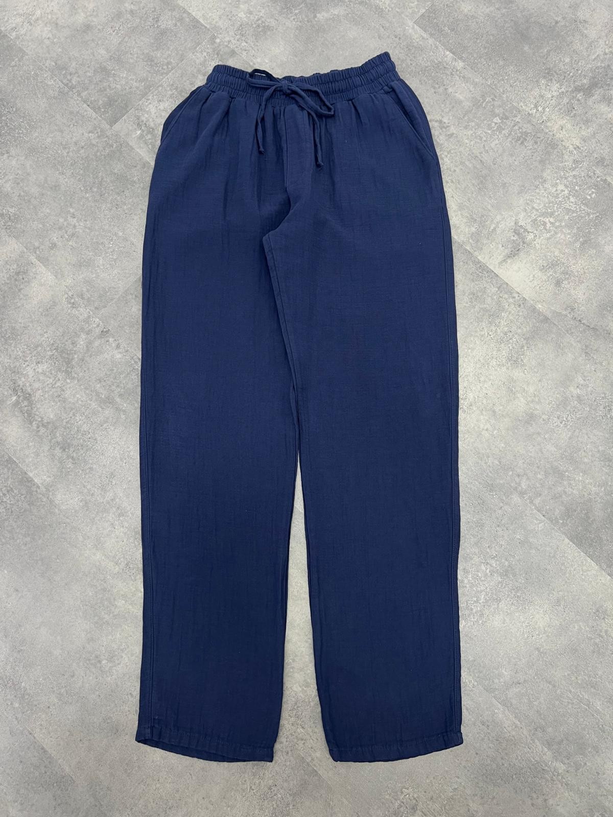Yazlık Yeni Sezon Lacivert Müslin Pantalon