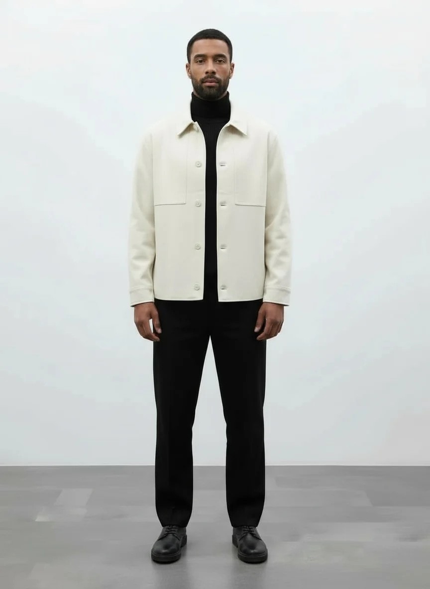 Yeni Sezon Crep Kumaş Kalın Casual Ceket - KREM