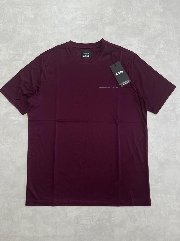 Porche x Bss Logo Clima Cool (Nefes Alan) Bordo T-shirt