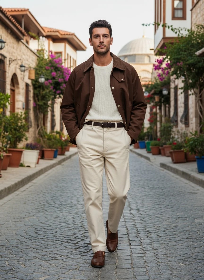 Yeni Sezon Kadife Yaka Detaylı Casual Ceket - KAHVERENGİ