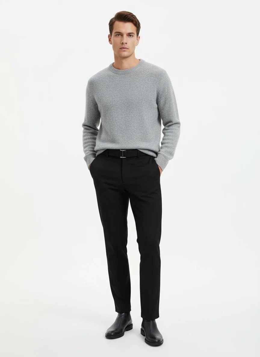 Yeni Sezon İtalyan Kumaş Kalın Kışlık Casual Pantalon - SİYAH